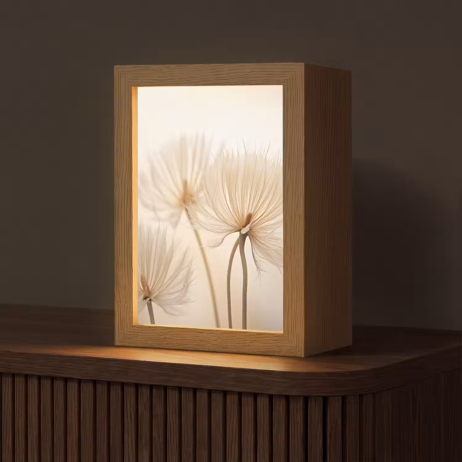 Bloemen - Beige - Natuur Light Box met kabel (Tafellamp) klein -z3d_website