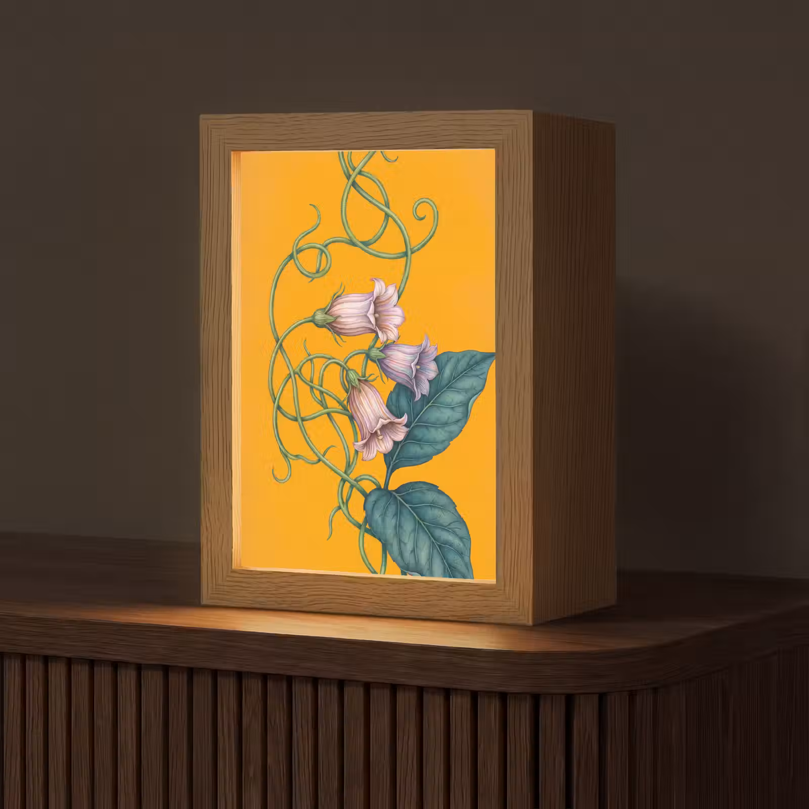Table Lamp - Flowers - Botanical - Yellow - Bloemen - Botanisch - Geel Light Box met kabel (Tafellamp) klein