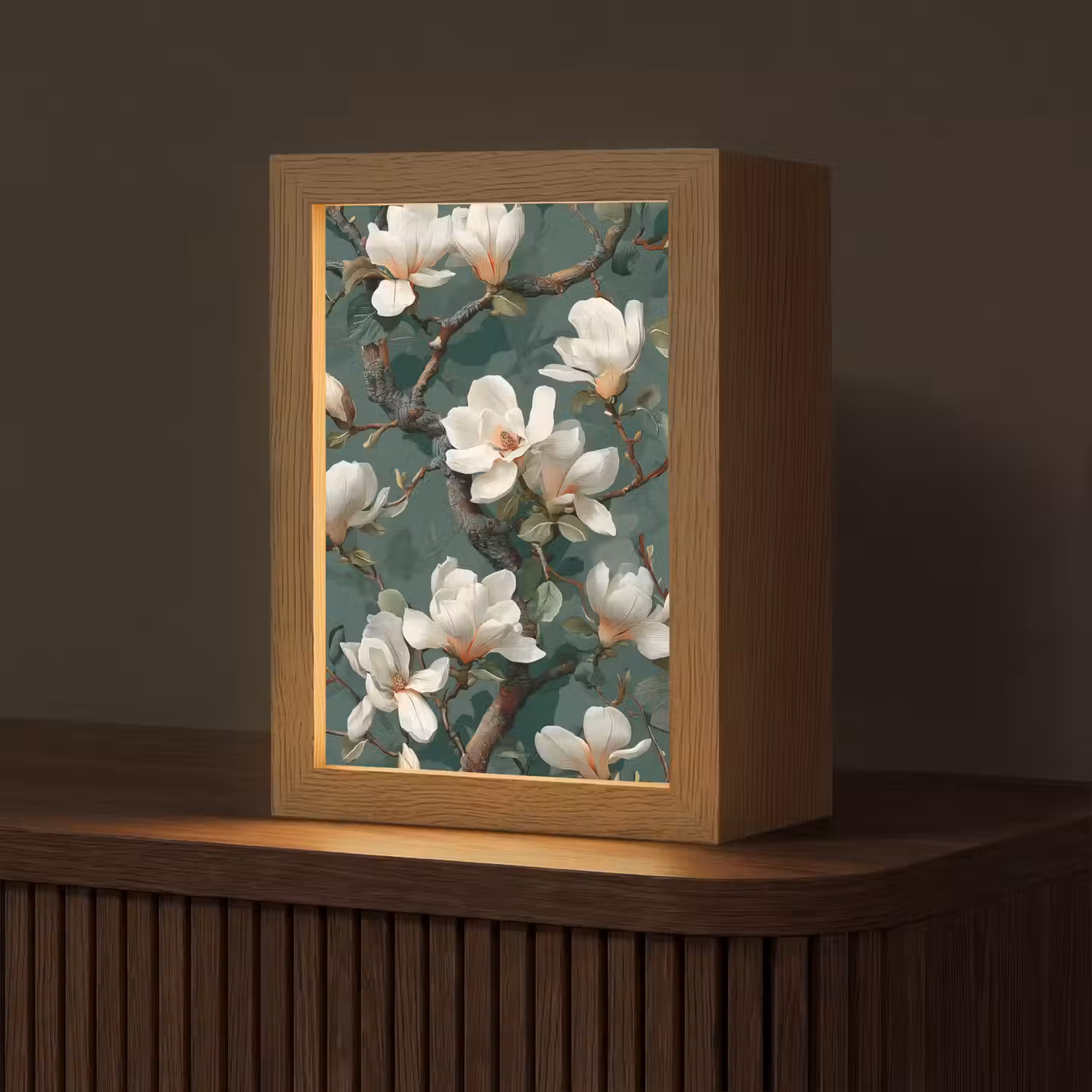 Bloemen - Takken - Wit - Klassiek Light Box met kabel (Tafellamp) klein -z3d_website