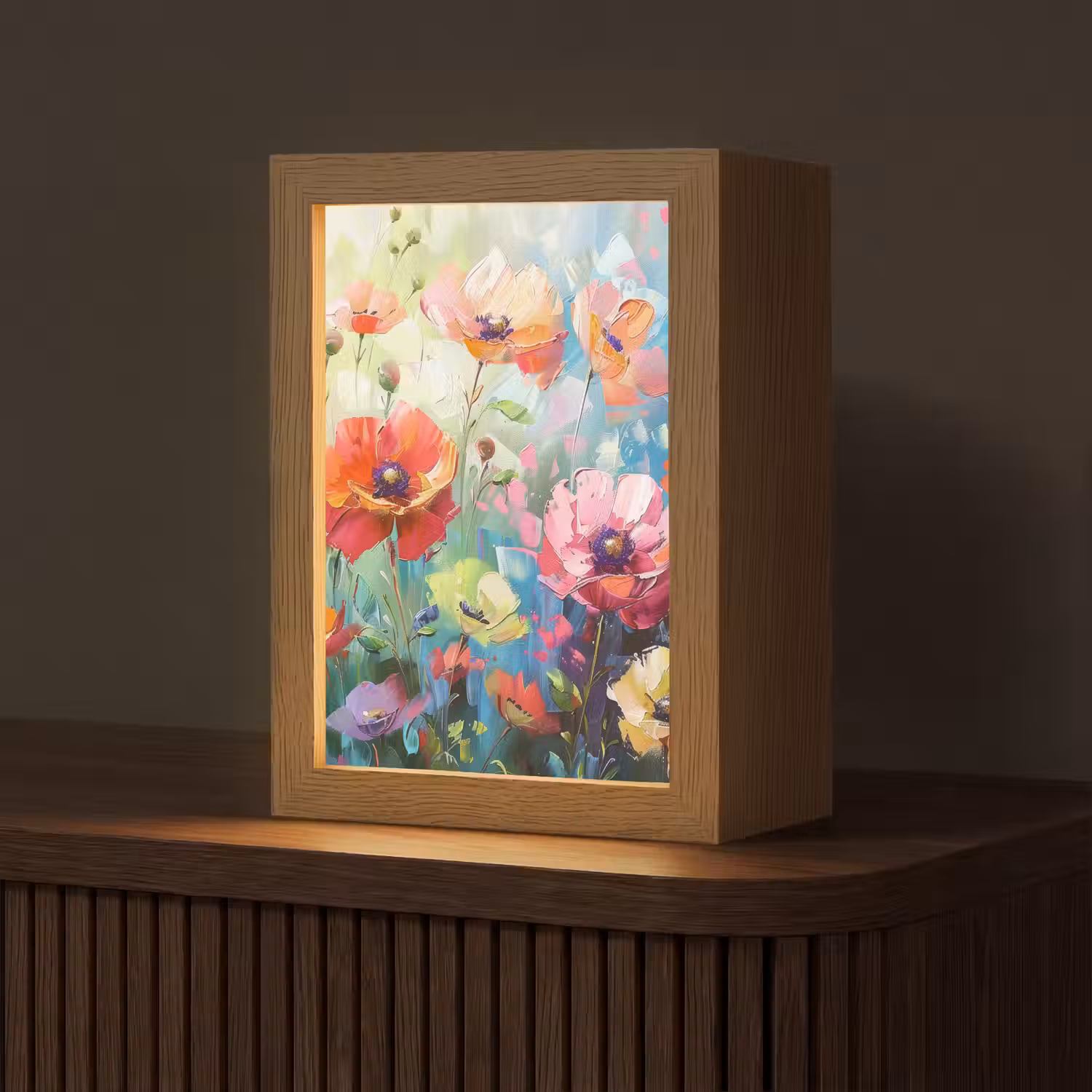 Bloemen - Kleurrijk - Waterverf - Natuur - Zomer Light Box met kabel (Tafellamp) klein -z3d_website