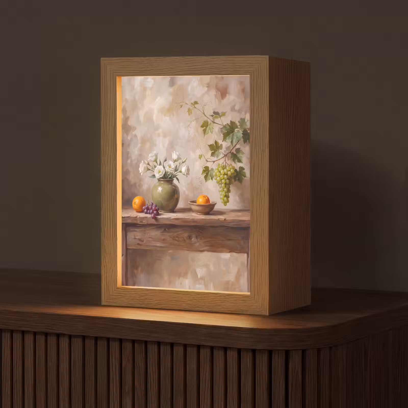 Table Lamp - Flowers - Fruit - Still Life - Bloemen - Fruit - Stilleven Light Box met kabel (Tafellamp) klein