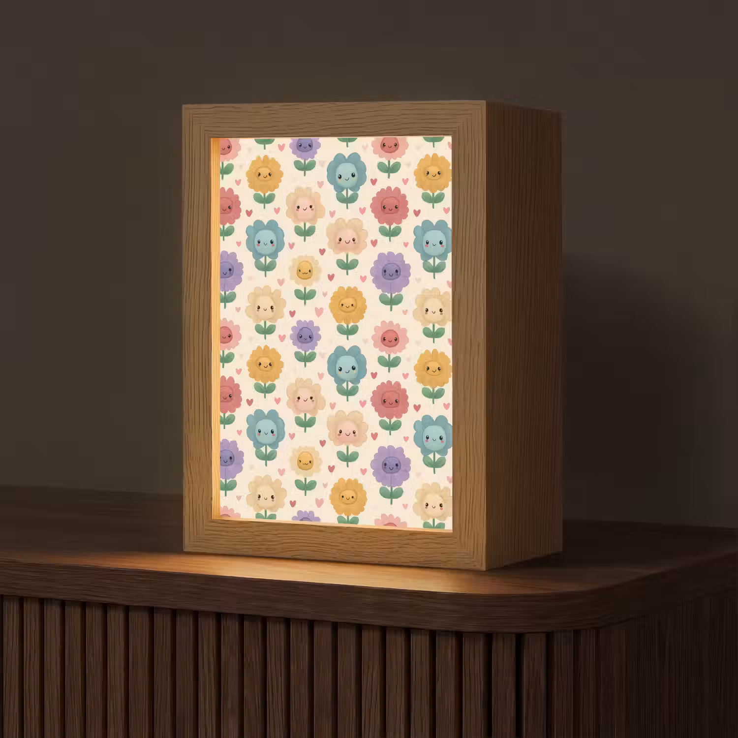 Bloemen - Hartjes - Kleurrijk Light Box met kabel (Tafellamp) klein 925 -z3d_website