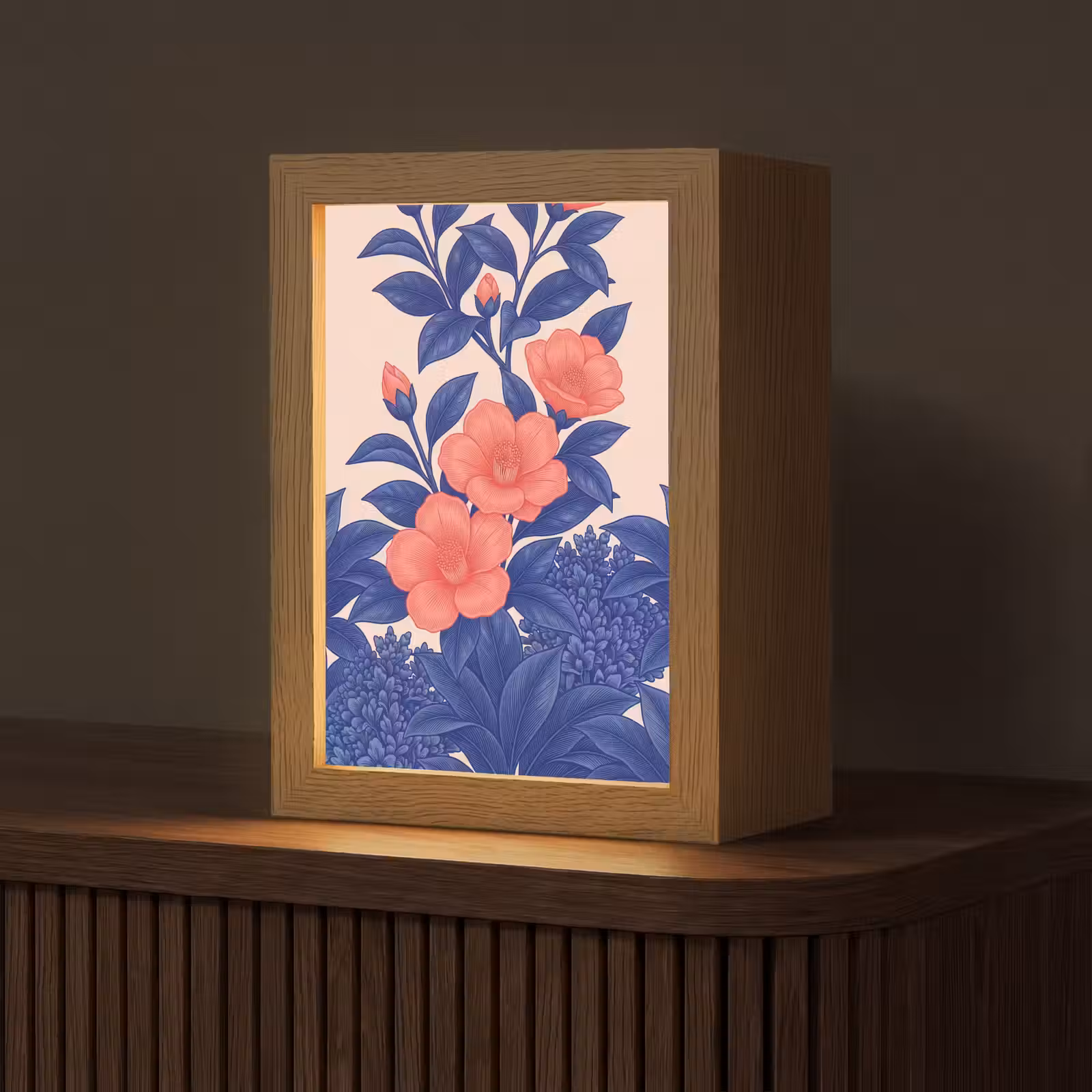 Table Lamp - Flowers - Leaves - Botanical - Bloemen - Bladeren - Botanisch Light Box met kabel (Tafellamp) klein