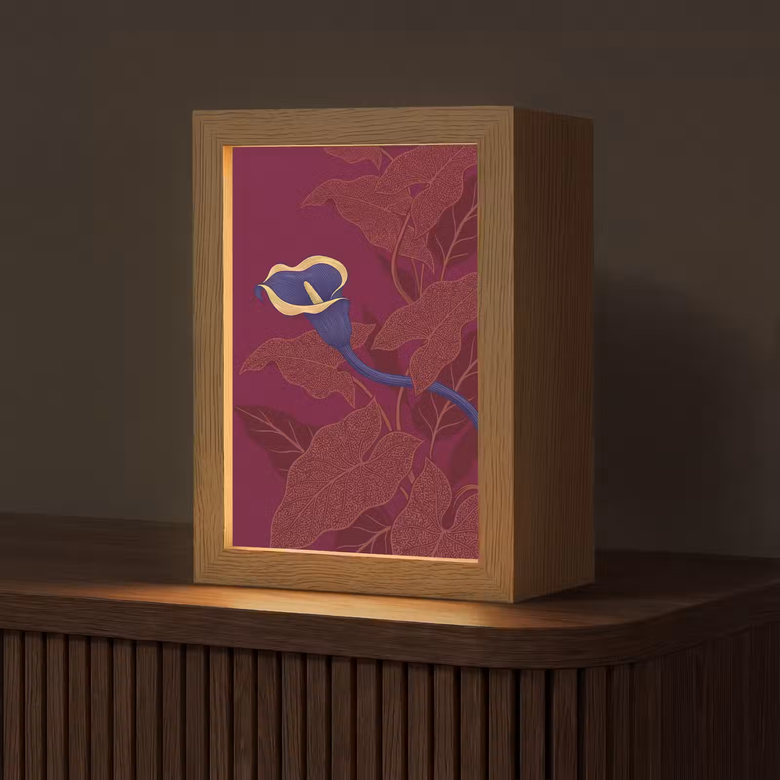 Table Lamp - Flowers - Modern - Purple - Bloemen - Modern - Paars Light Box met kabel (Tafellamp) klein