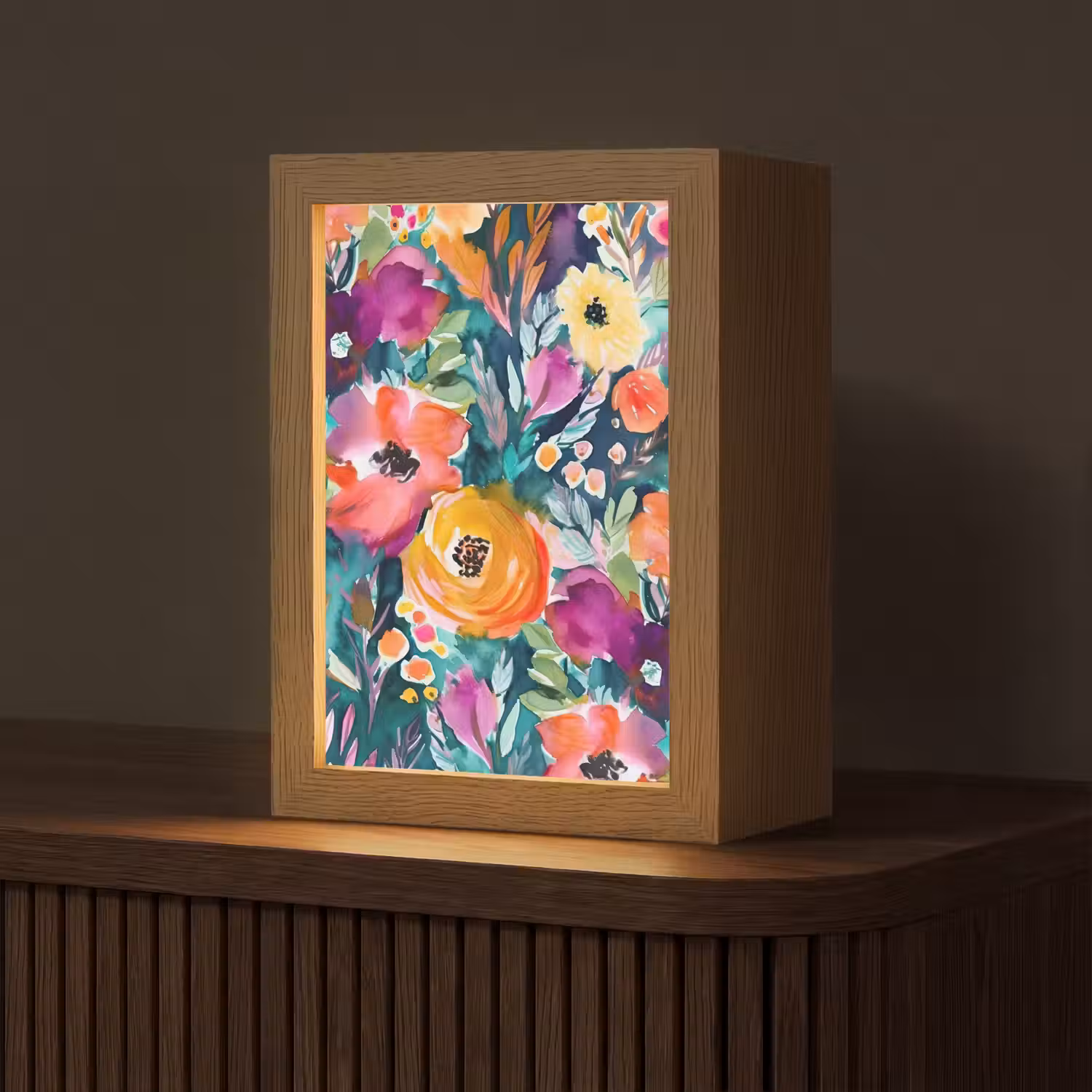 Bloemen - Olieverf - Kunst - Natuur Light Box met kabel (Tafellamp) klein -z3d_website