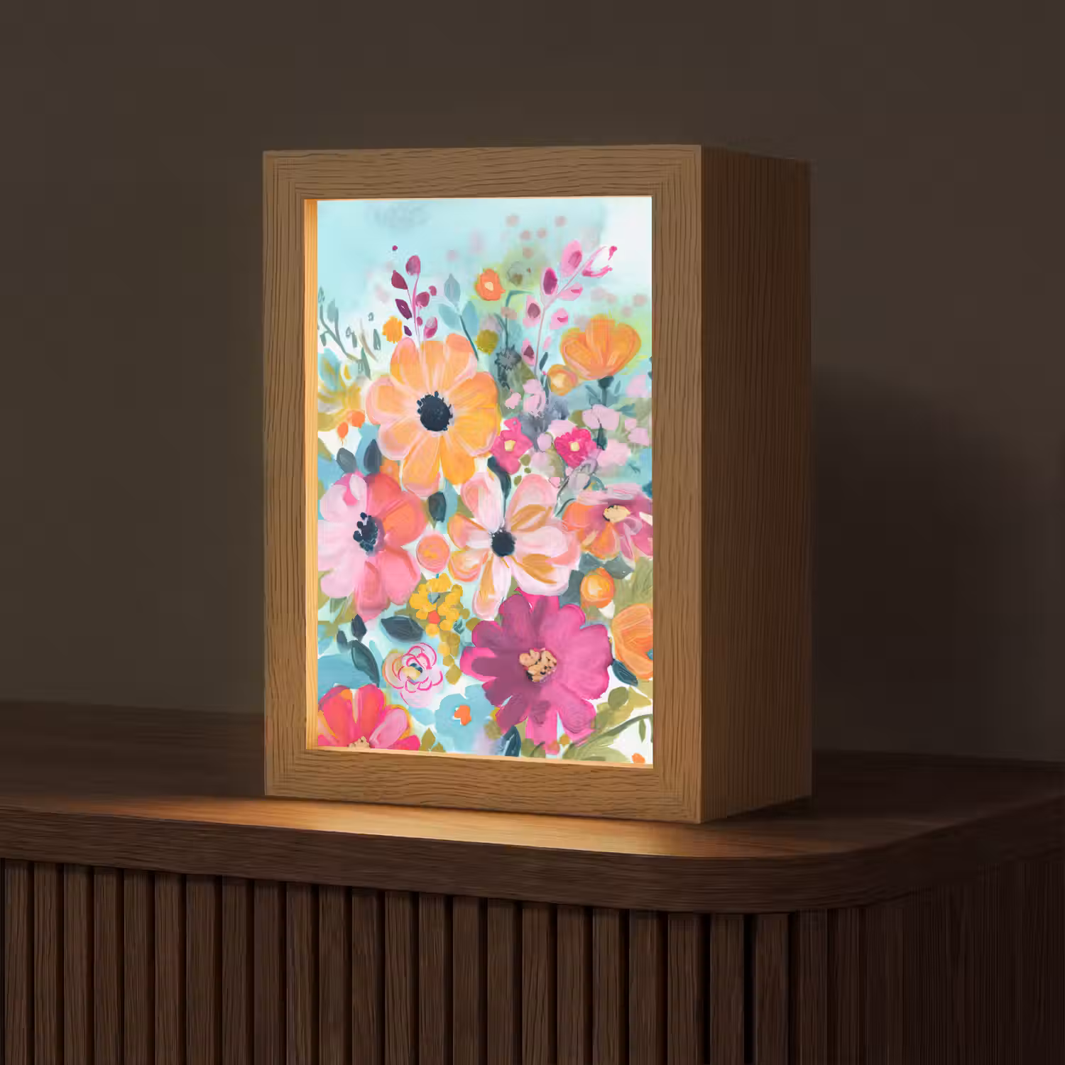 Bloemen - Schilderij - Natuur - Botanisch Light Box met kabel (Tafellamp) klein -z3d_website
