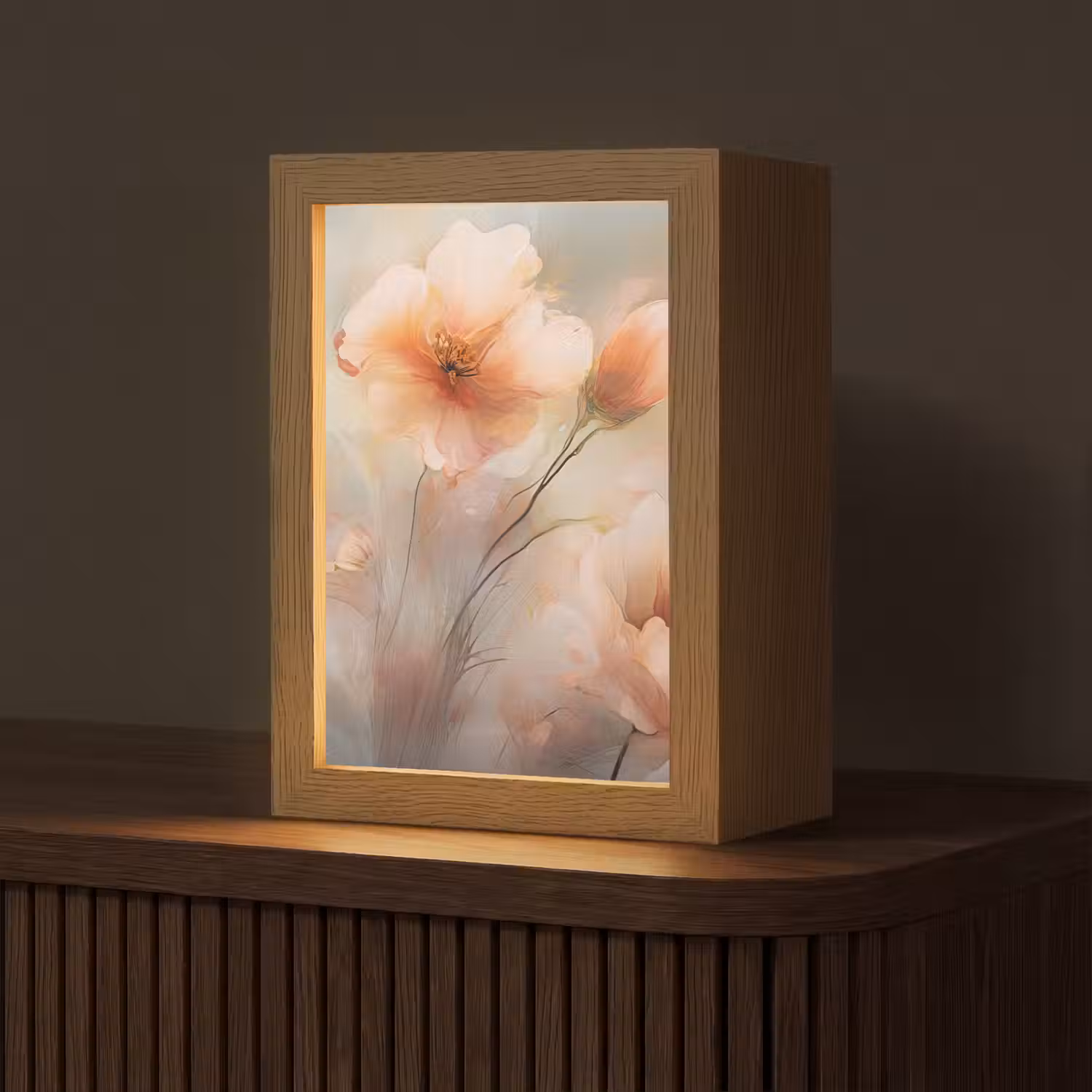 Bloemen - Pastel - Kunst - Klaprozen - Watercolor Light Box met kabel (Tafellamp) klein -z3d_website
