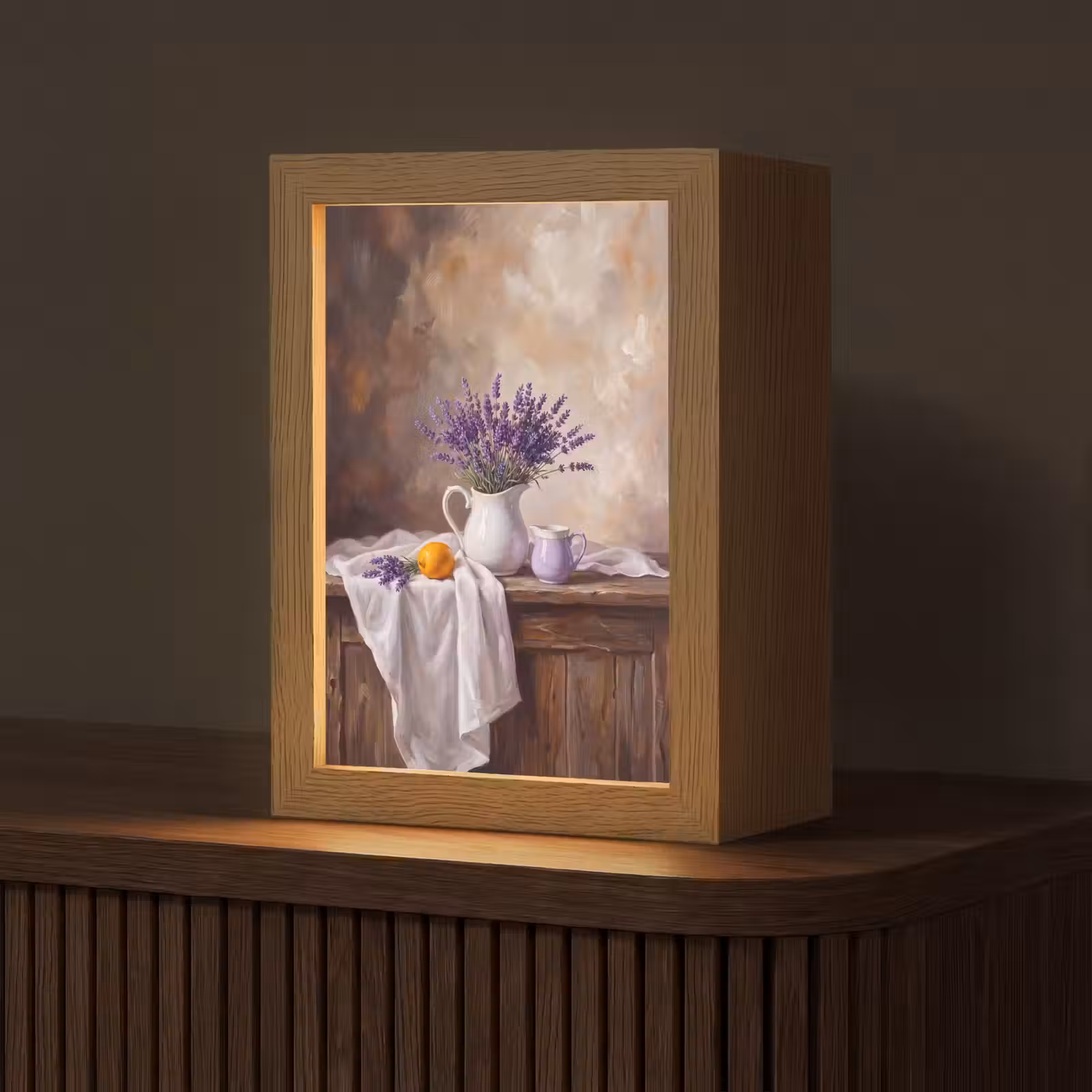 Table Lamp - Flowers - Still Life - Purple - Bloemen - Stilleven - Paars Light Box met kabel (Tafellamp) klein