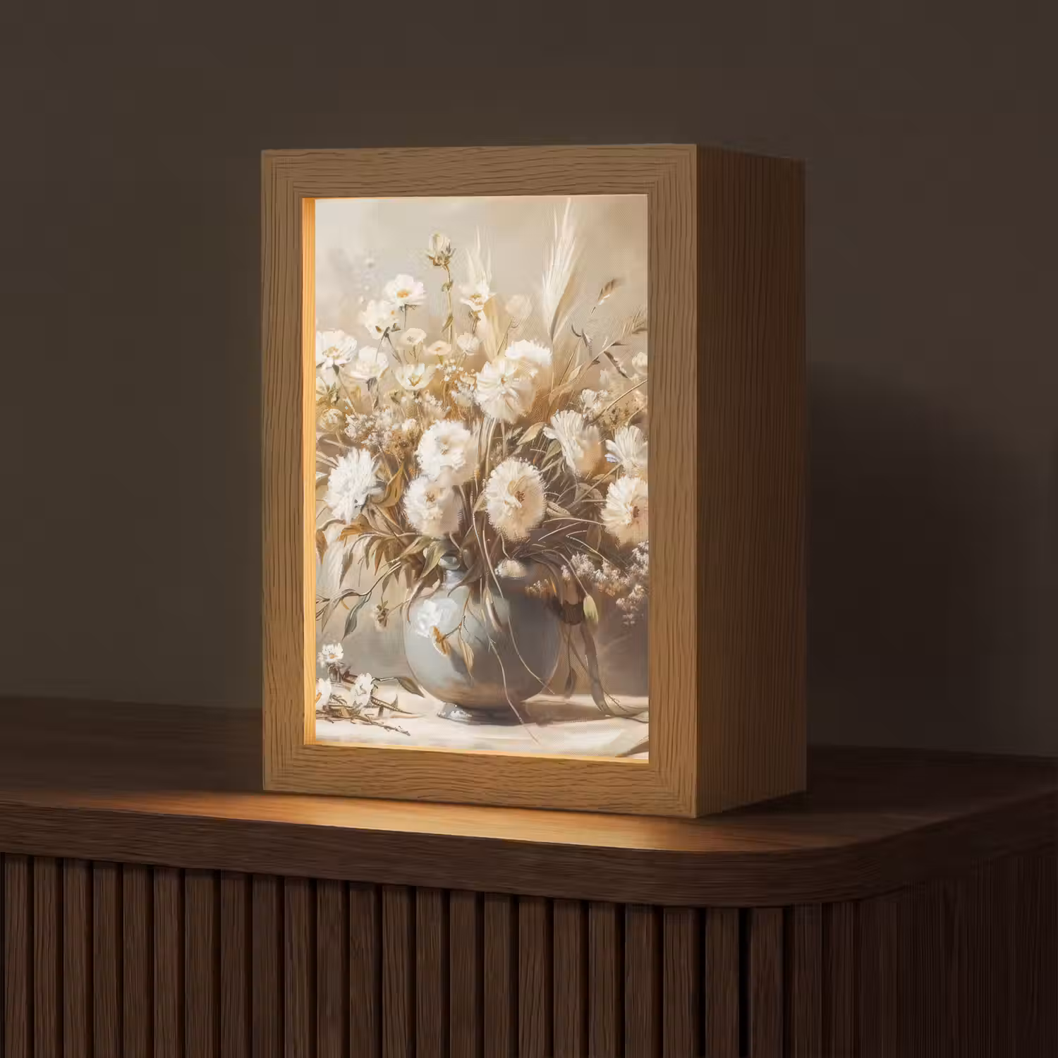Bloemen - Vaas - Stilleven - Beige Light Box met kabel (Tafellamp) klein -z3d_website