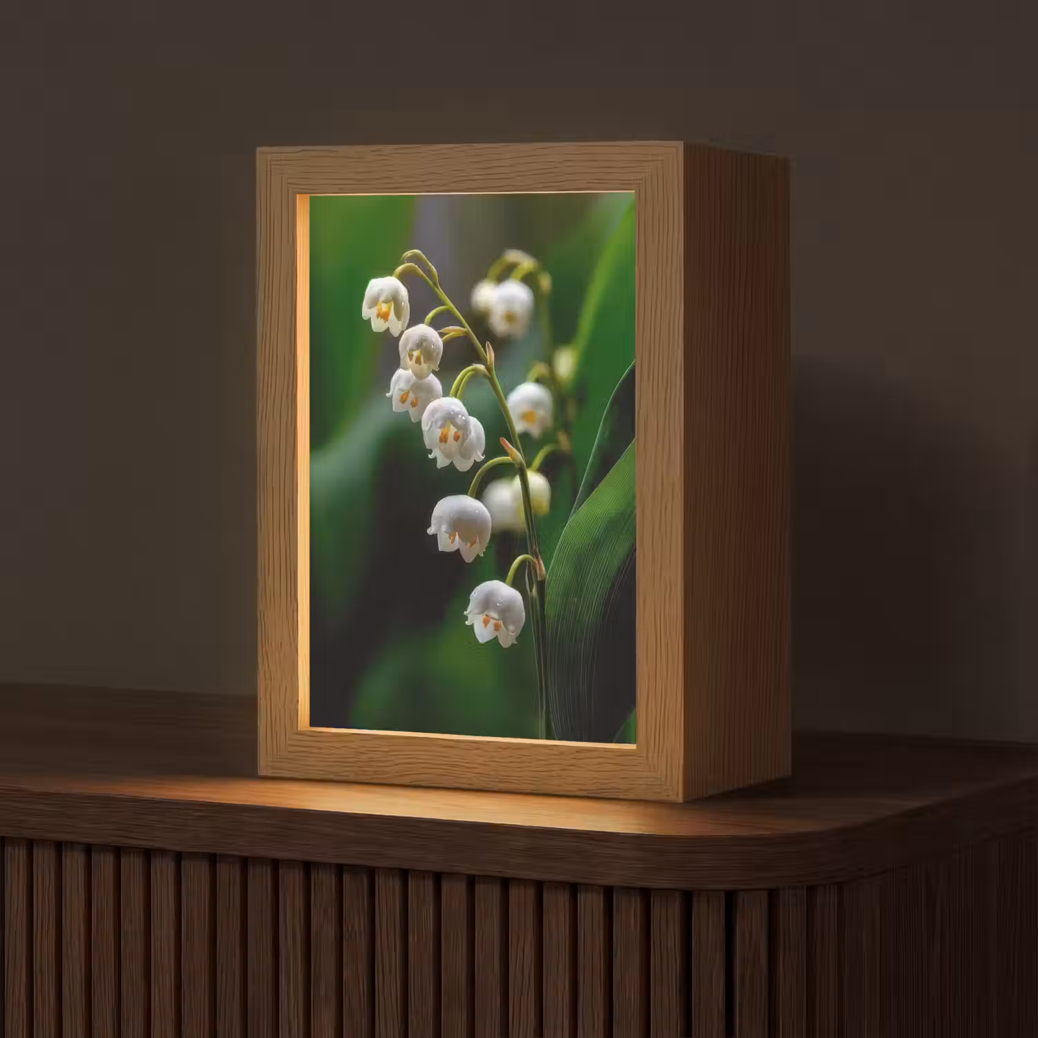 Bloemen - Wit - Bladeren - Lelietjes Light Box met kabel (Tafellamp) klein -z3d_website