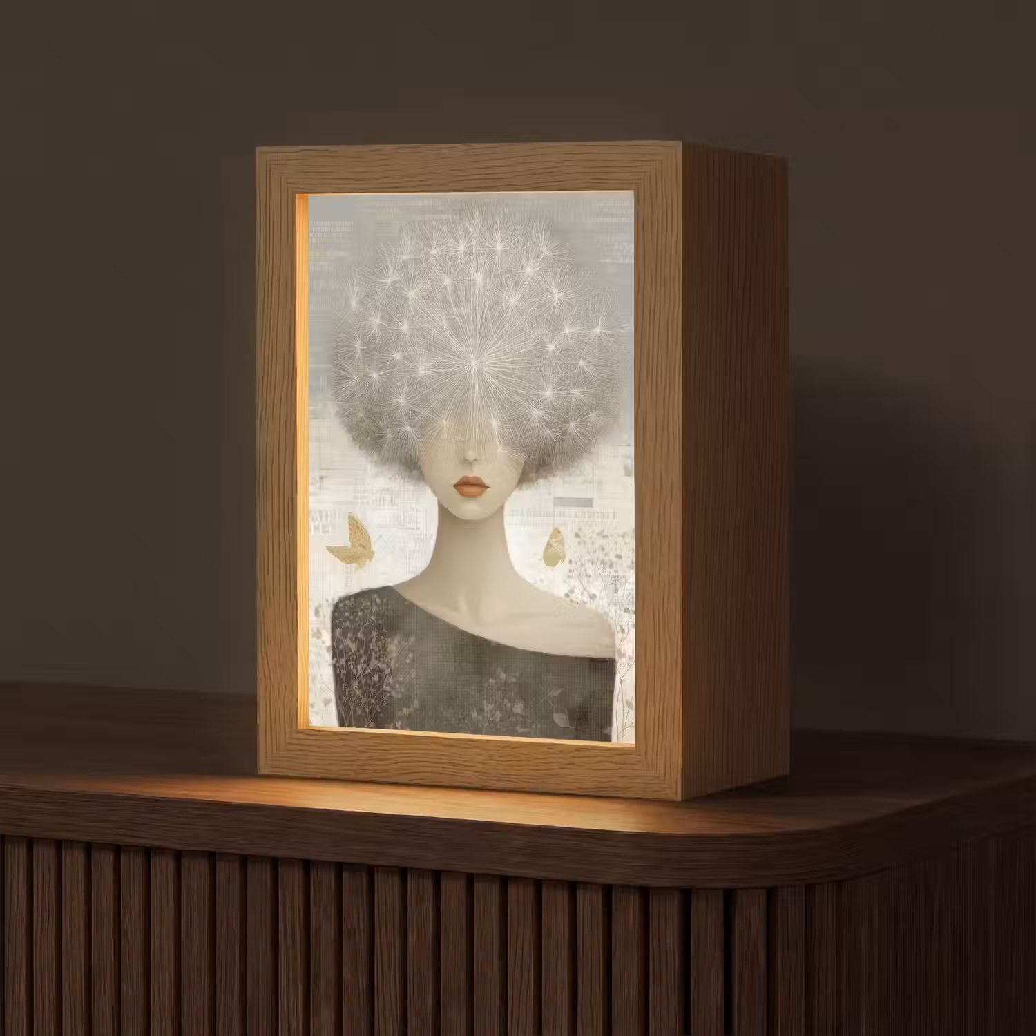 Pluis - Vrouw - Beige Light Box met kabel (Tafellamp) klein -z3d_website