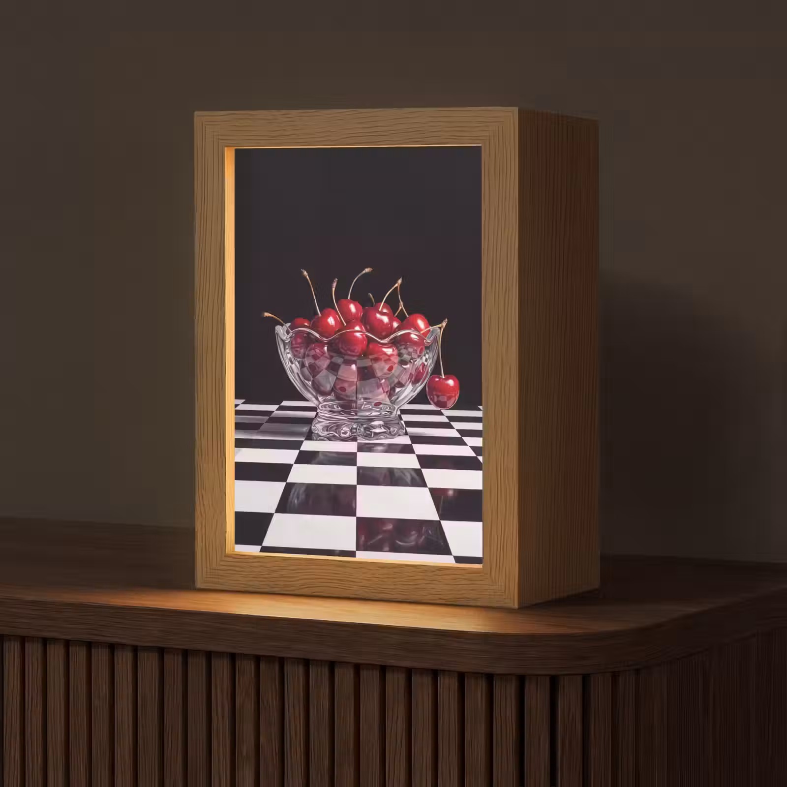 Table Lamp - Food - Cherries - Red - Eten - Kersen - Rood Light Box met kabel (Tafellamp) klein