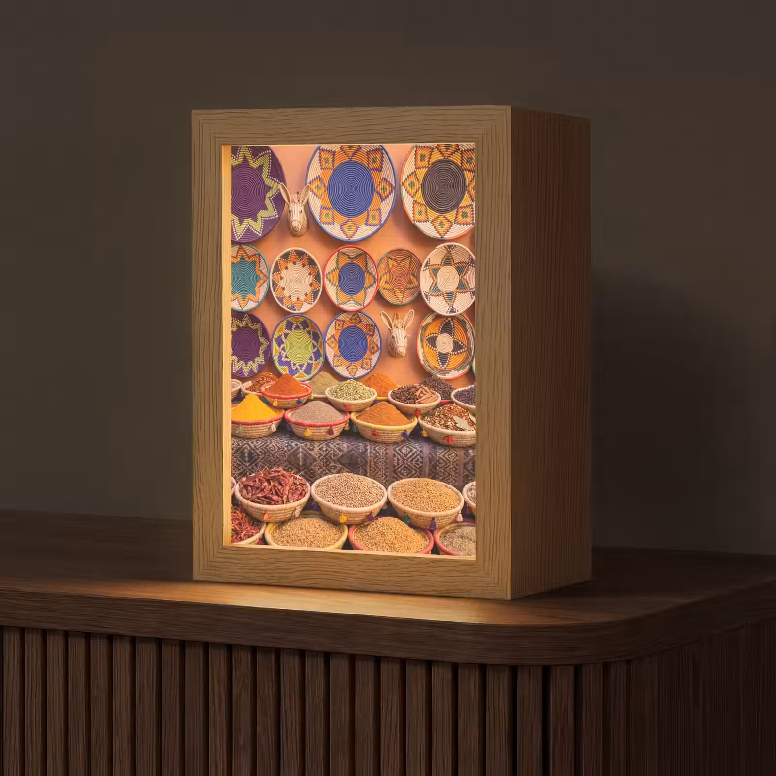 Table Lamp - Food - Colorful - Culture - Eten - Kleurrijk - Cultuur Light Box met kabel (Tafellamp) klein