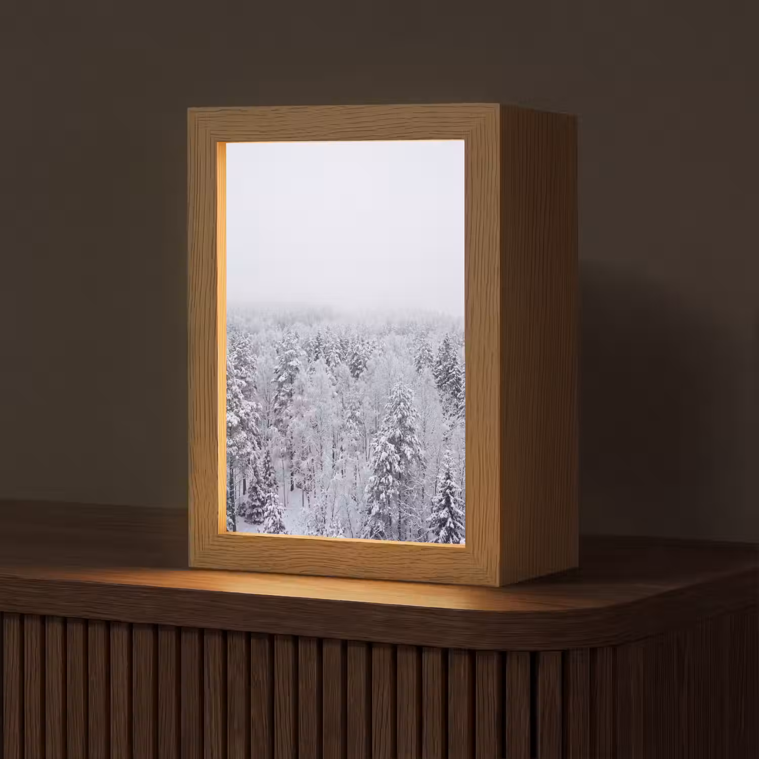 Bos - Sneeuw - Winter - Natuur - Wit Light Box met kabel (Tafellamp) klein -z3d_website