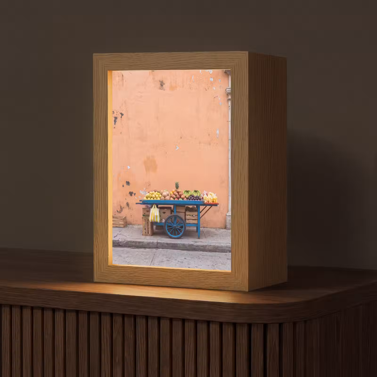 Table Lamp - Fruit - Cart - Street - Fruit - Kar - Straat Light Box met kabel (Tafellamp) klein