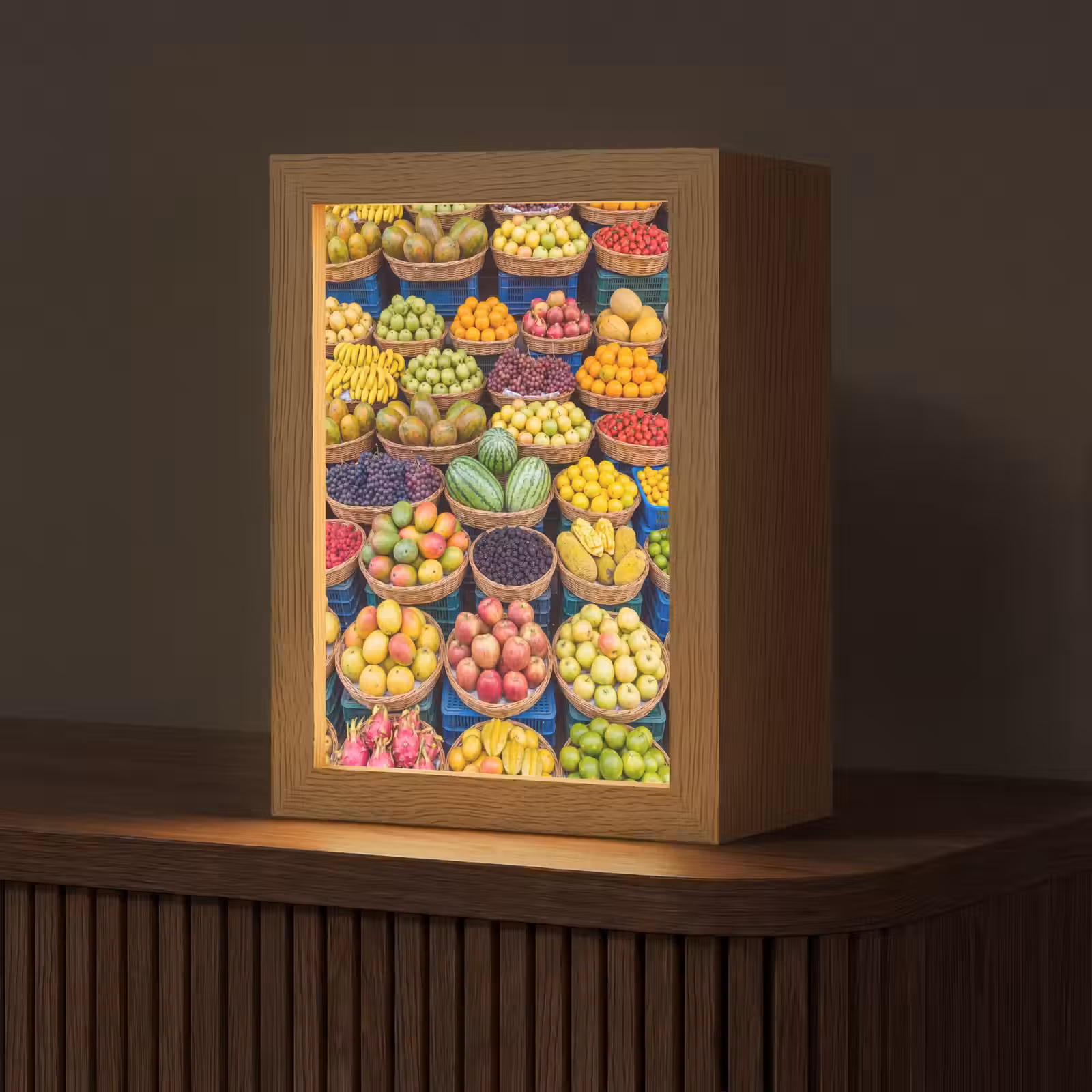 Table Lamp - Fruit - Market - Colorful - Fruit - Markt - Kleurrijk Light Box met kabel (Tafellamp) klein