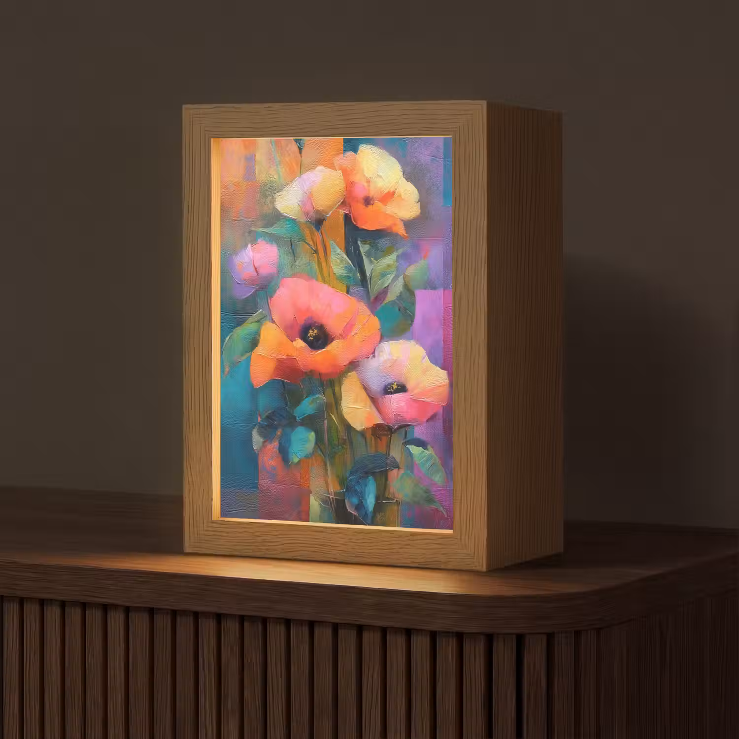 Geometrische kleurvlaken - Modern - Fantasiebloemen Light Box met kabel (Tafellamp) klein -z3d_website