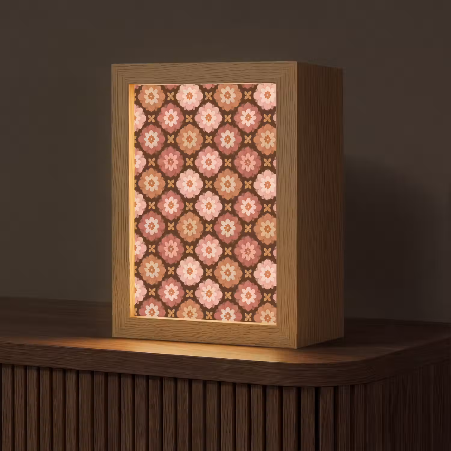 Geometrisch - Bloemen - Kleurrijk Light Box met kabel (Tafellamp) klein 925 -z3d_website