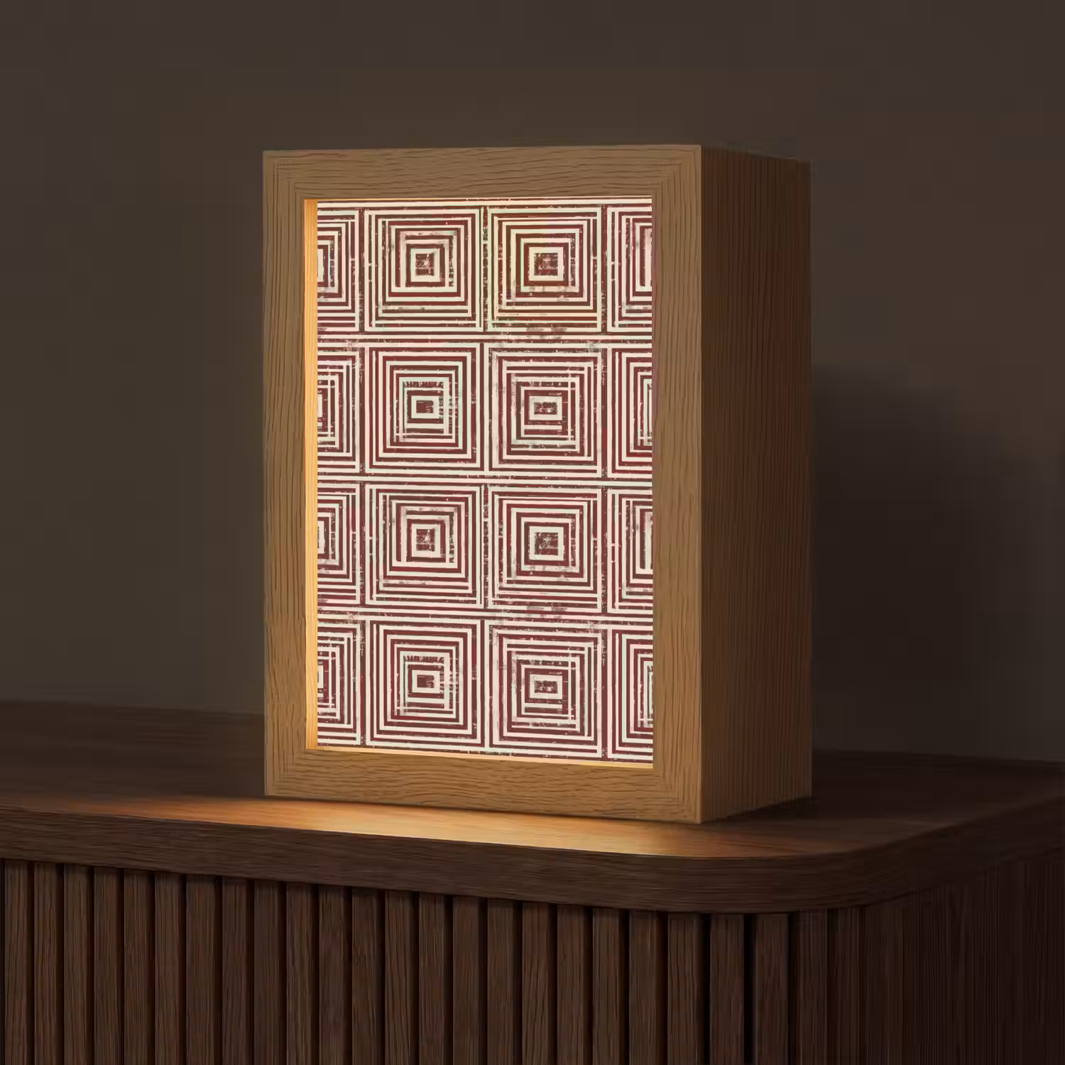 Geometrisch - Patroon - Rood Light Box met kabel (Tafellamp) klein 925 -z3d_website