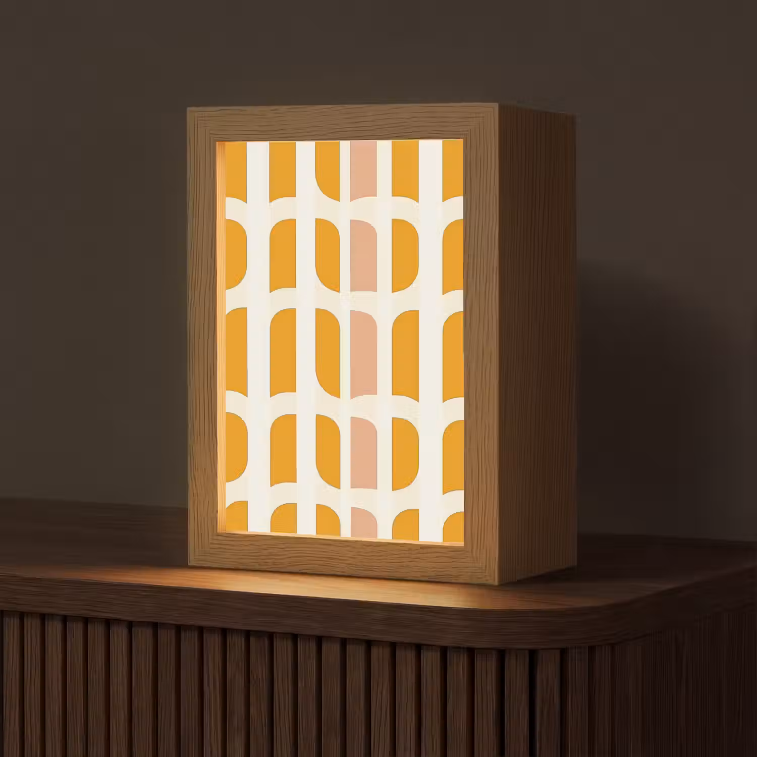 Geometrisch - Patroon - Geel - Roze Light Box met kabel (Tafellamp) klein 925 -z3d_website