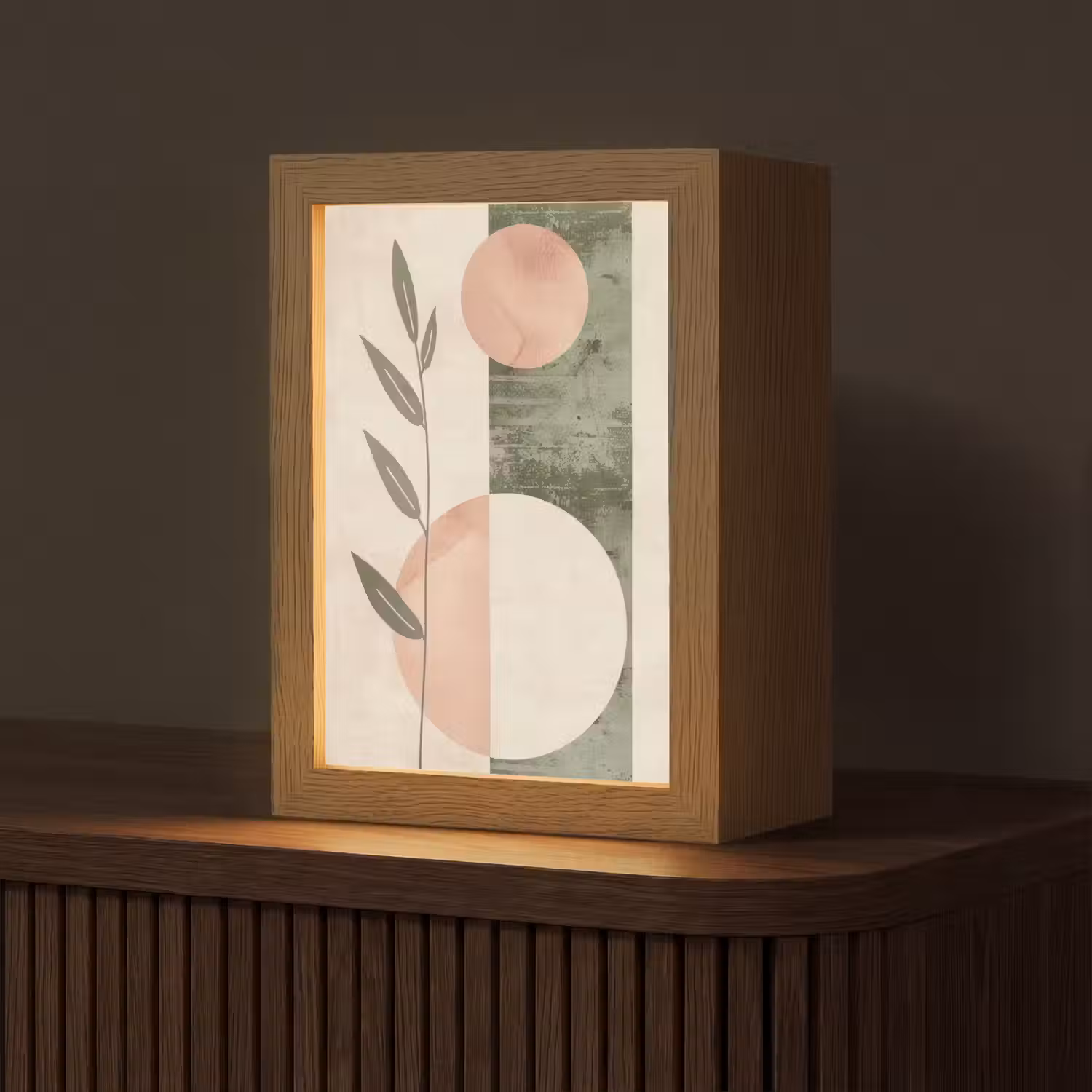Geometrisch - Roze - Groen - Natuur Light Box met kabel (Tafellamp) klein -z3d_website
