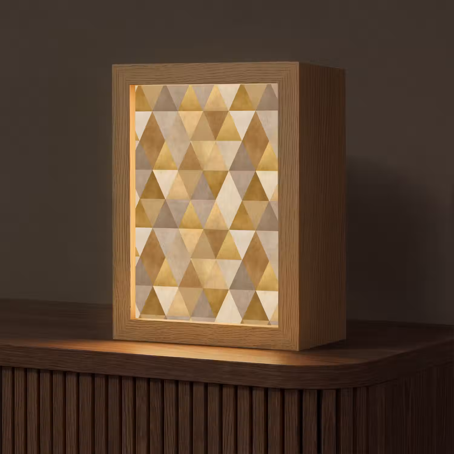 Geometrisch - Driehoek - Goud Light Box met kabel (Tafellamp) klein 925 -z3d_website