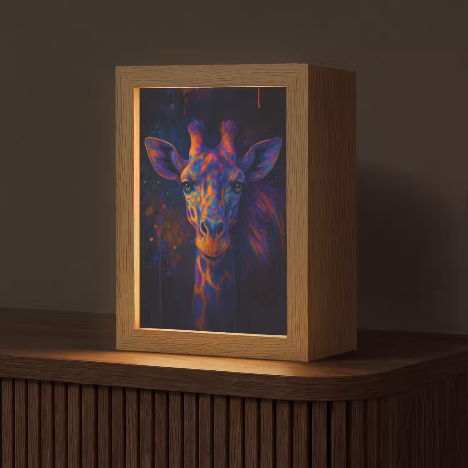 Giraffe - Gekleurd - Verfspatten Light Box met kabel (Tafellamp) klein -z3d_website