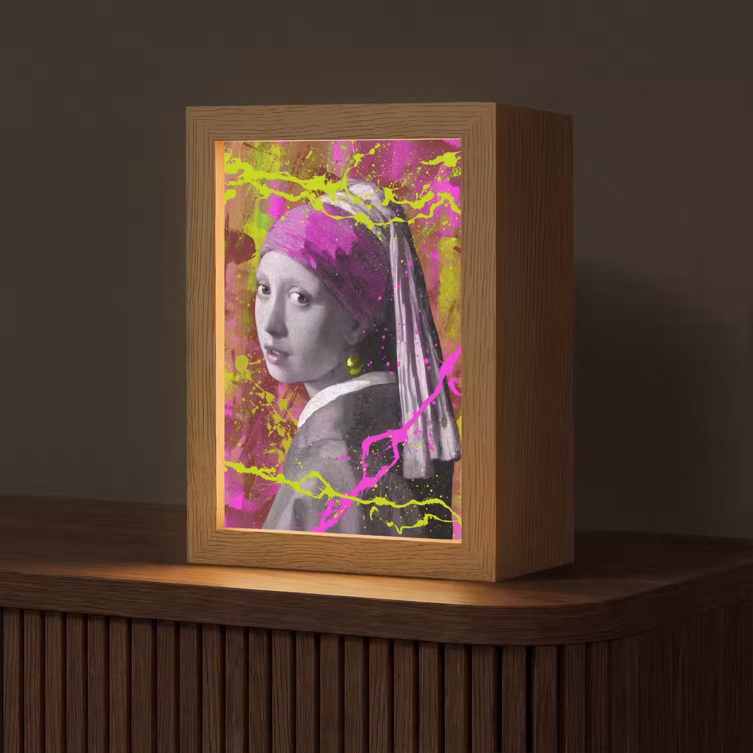 Meisje met de parel - Johannes Vermeer - Neon Light Box met kabel (Tafellamp) klein -z3d_website