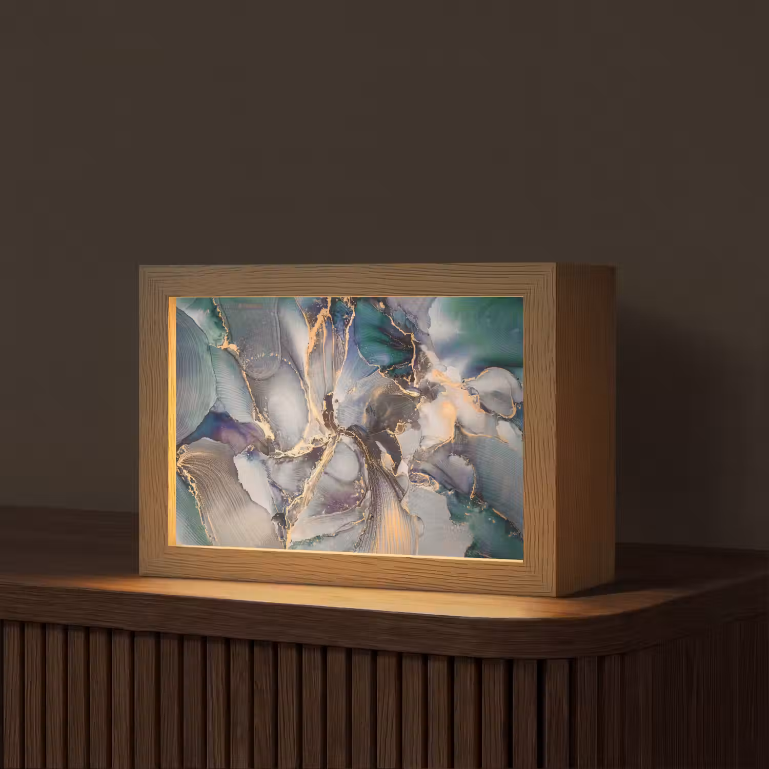 Goud - Blauw - Marmer Light Box met kabel (Tafellamp) klein -z3d_website