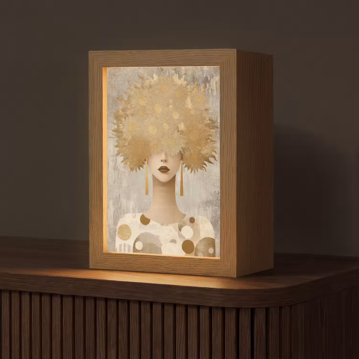 Goud - Portret - Vrouw Light Box met kabel (Tafellamp) klein -z3d_website
