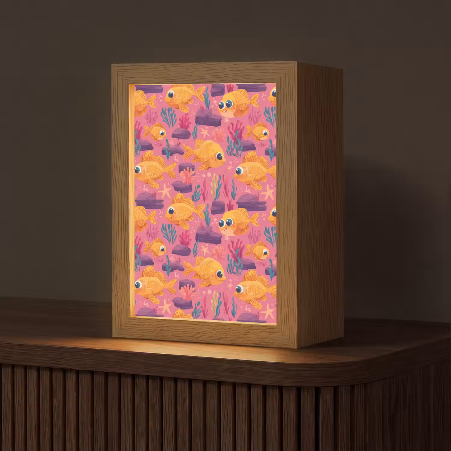 Goudvissen - Koraal - Kleurrijk Light Box met kabel (Tafellamp) klein 925 -z3d_website