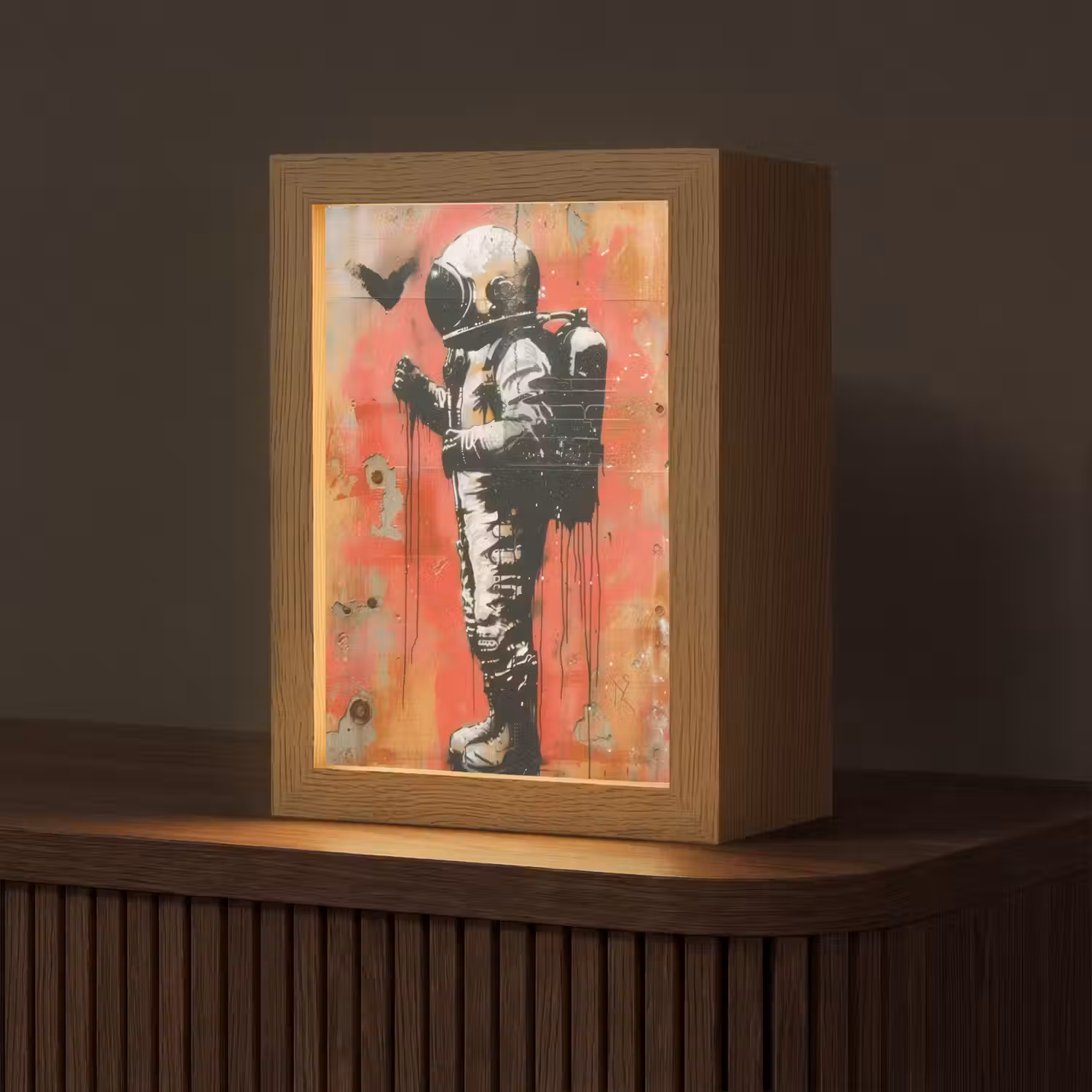 Graffiti - Astronaut - Street art - Ruimte Light Box met kabel (Tafellamp) klein -z3d_website