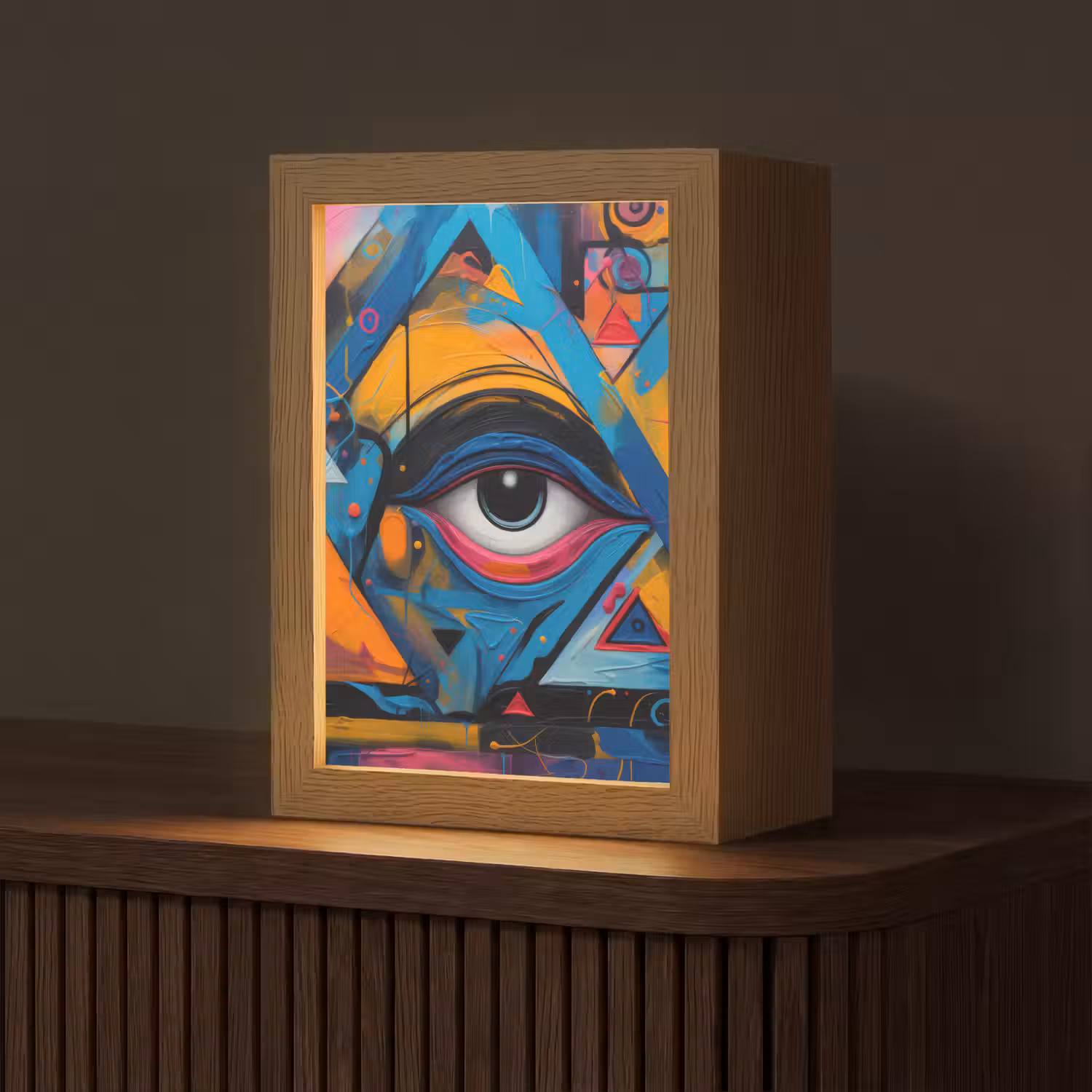 Graffiti - Kleuren - Oog - Kunst Light Box met kabel (Tafellamp) klein -z3d_website