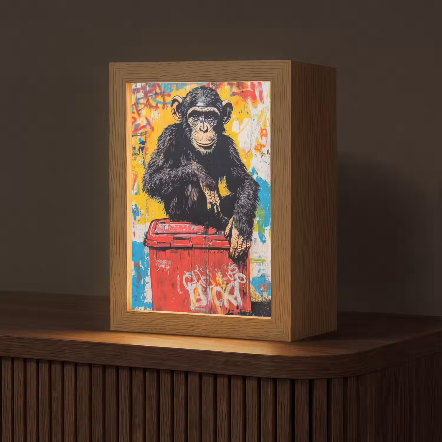 Graffiti - Aap - Street art - Dieren Light Box met kabel (Tafellamp) klein -z3d_website