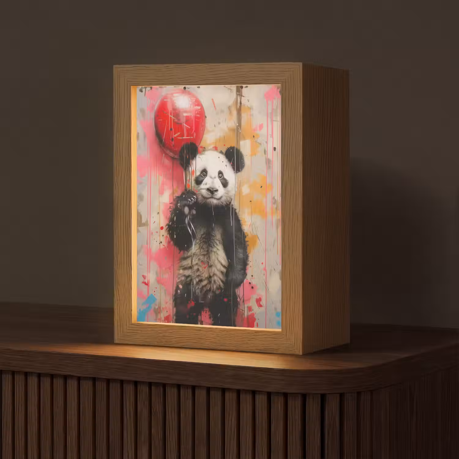 Graffiti - Panda - Ballon - Street art - Dier Light Box met kabel (Tafellamp) klein -z3d_website
