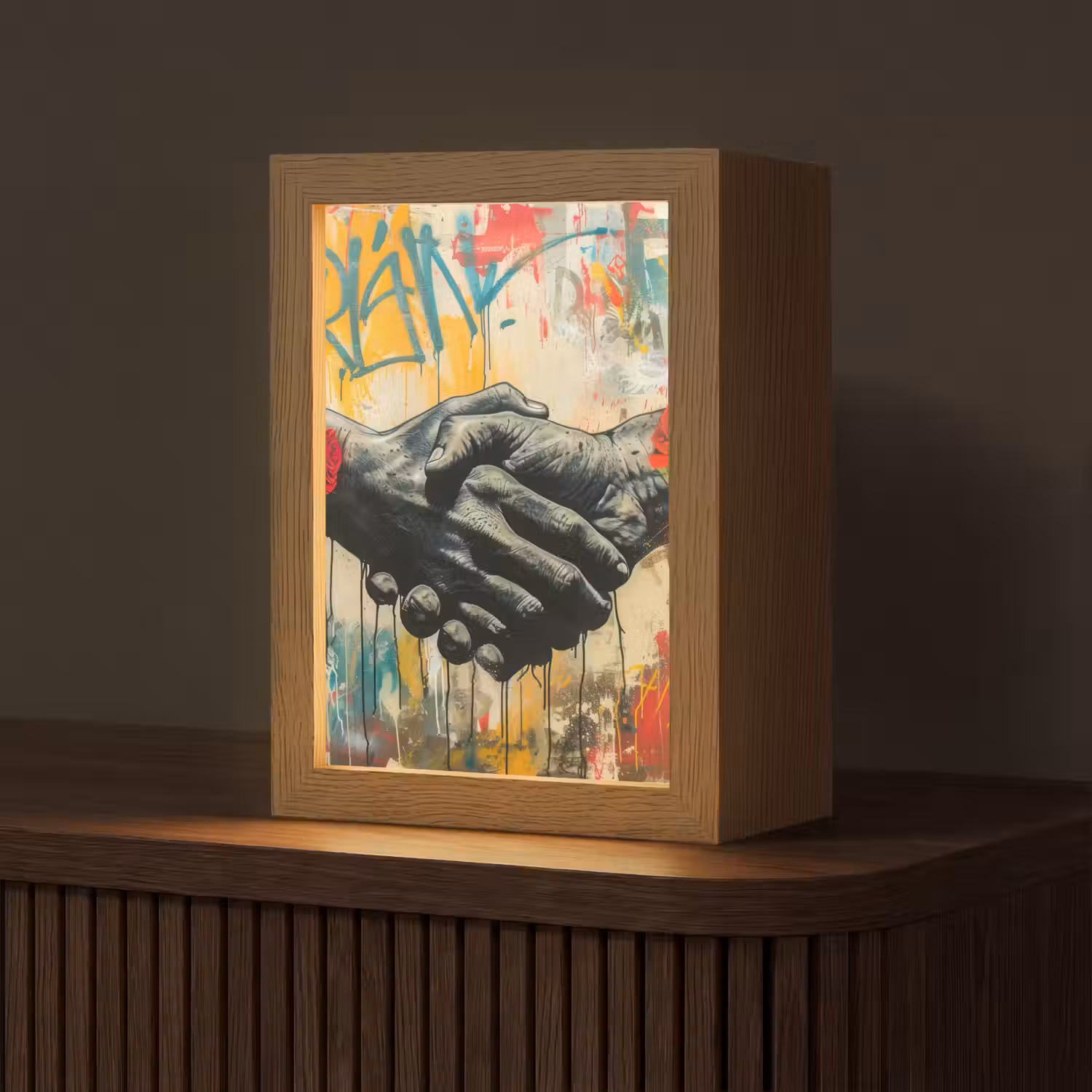 Graffiti - Rozen - Handen - Street art Light Box met kabel (Tafellamp) klein -z3d_website