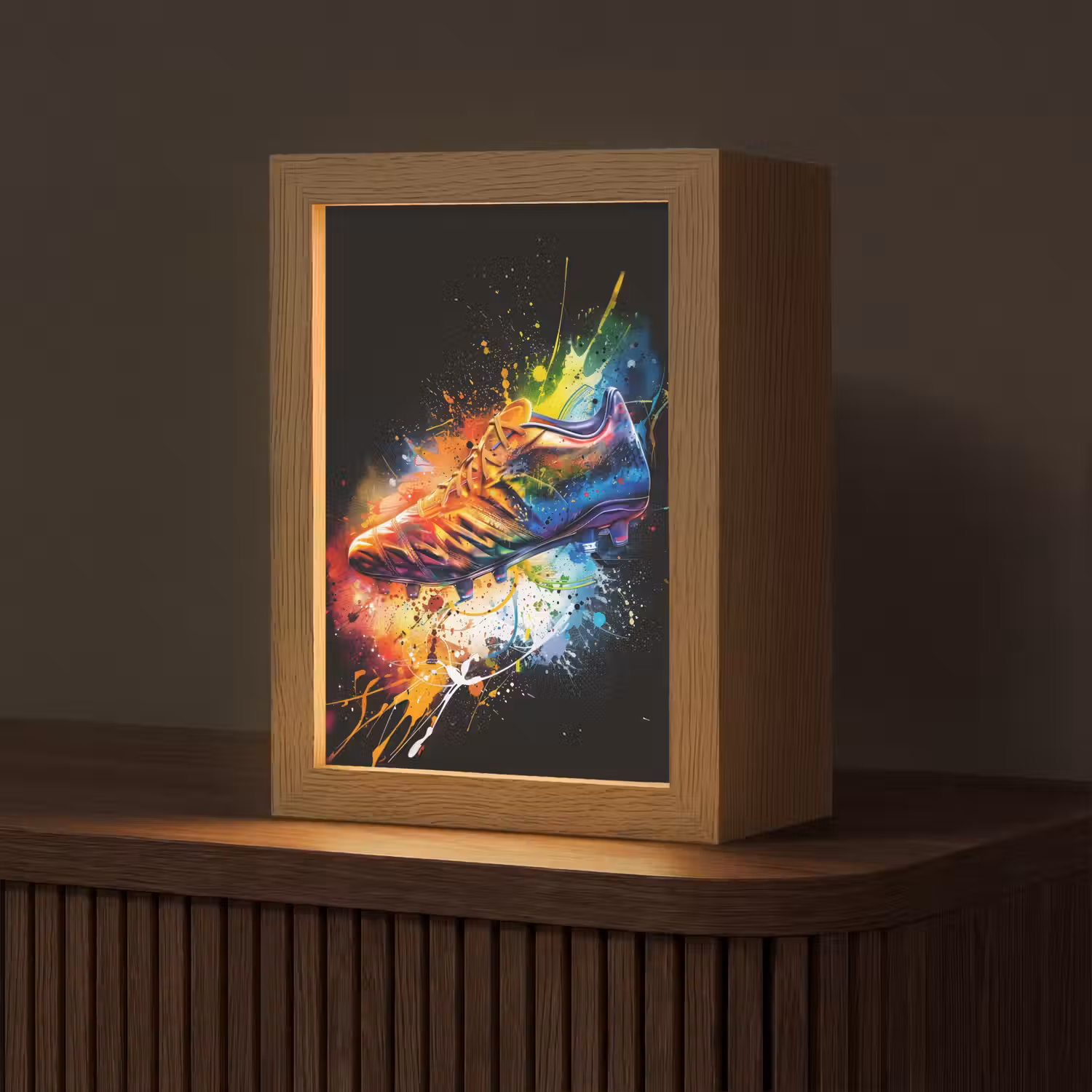 Graffiti - Sport - Voetbal - Schoen - Verf Light Box met kabel (Tafellamp) klein -z3d_website