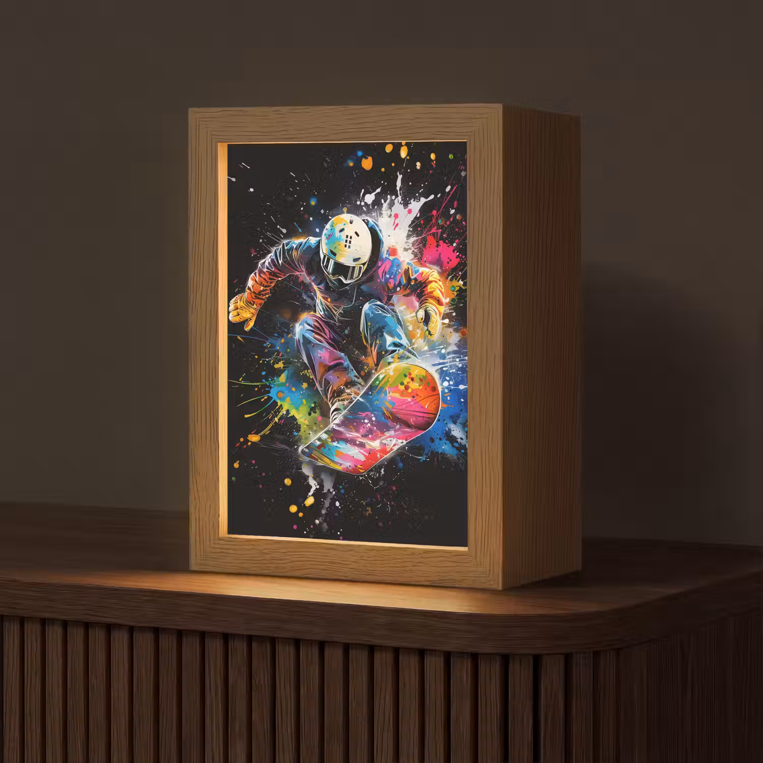 Graffiti - Sport - Snowboarden - Wintersport Light Box met kabel (Tafellamp) klein -z3d_website