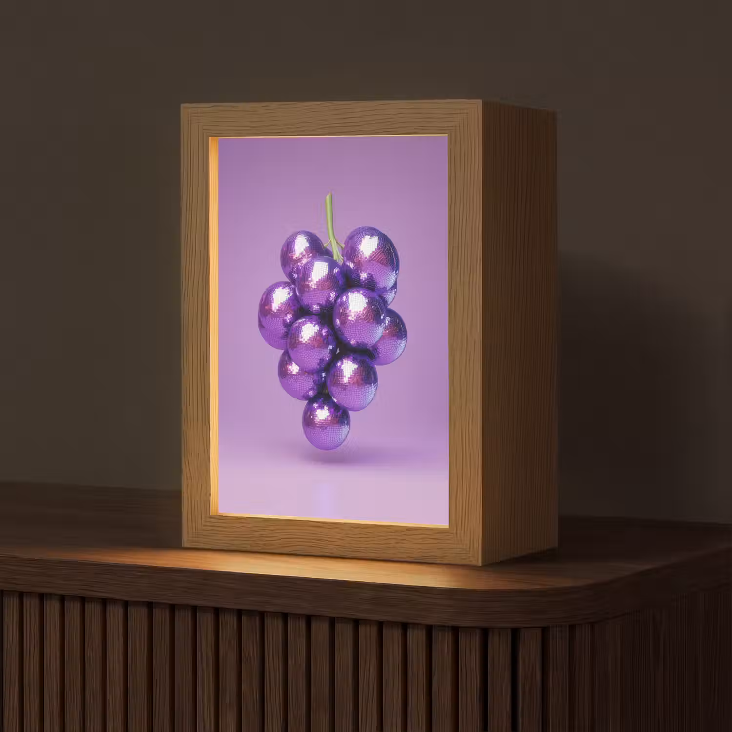 Druif - Disco - Glitter - Paars Light Box met kabel (Tafellamp) klein -z3d_website