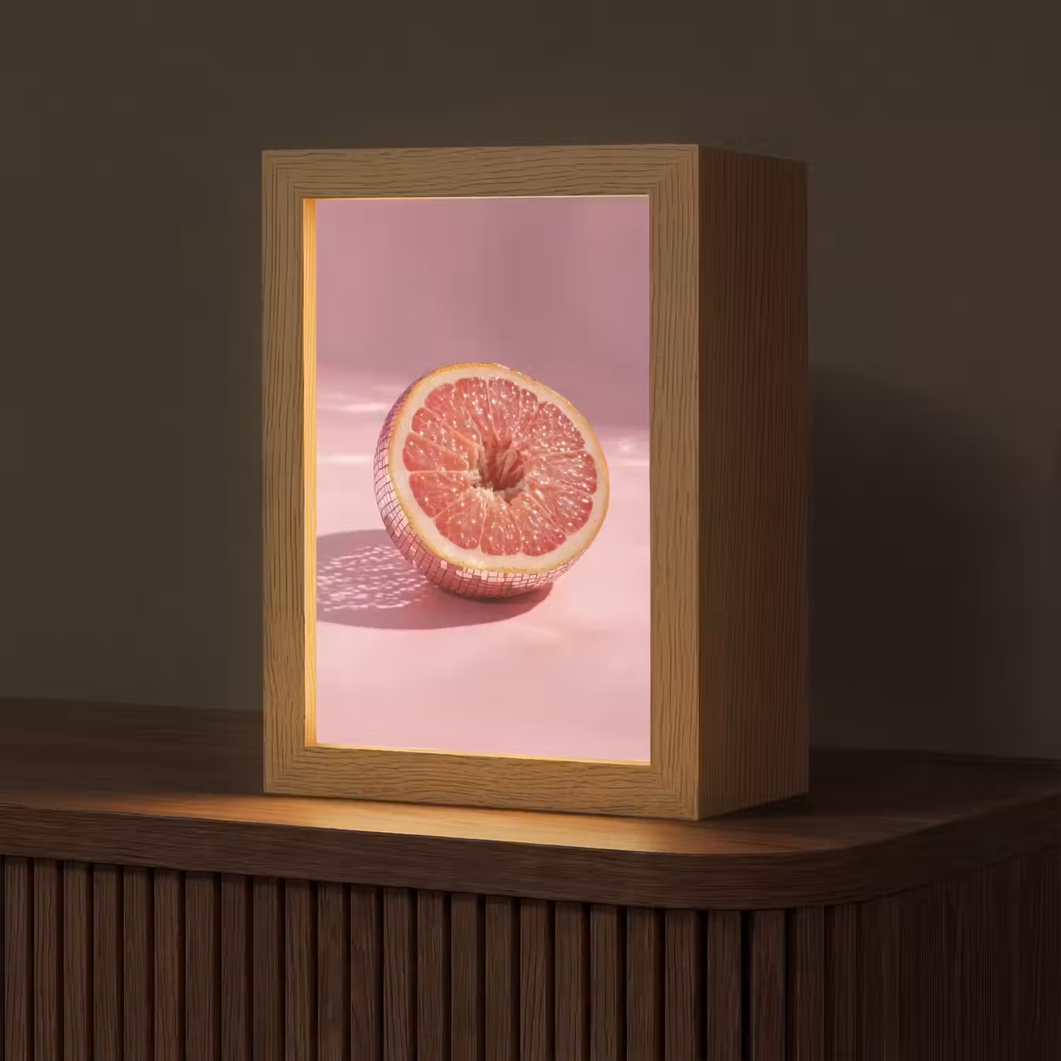 Grapefruit - Roze - Disco - Shiny Light Box met kabel (Tafellamp) klein -z3d_website