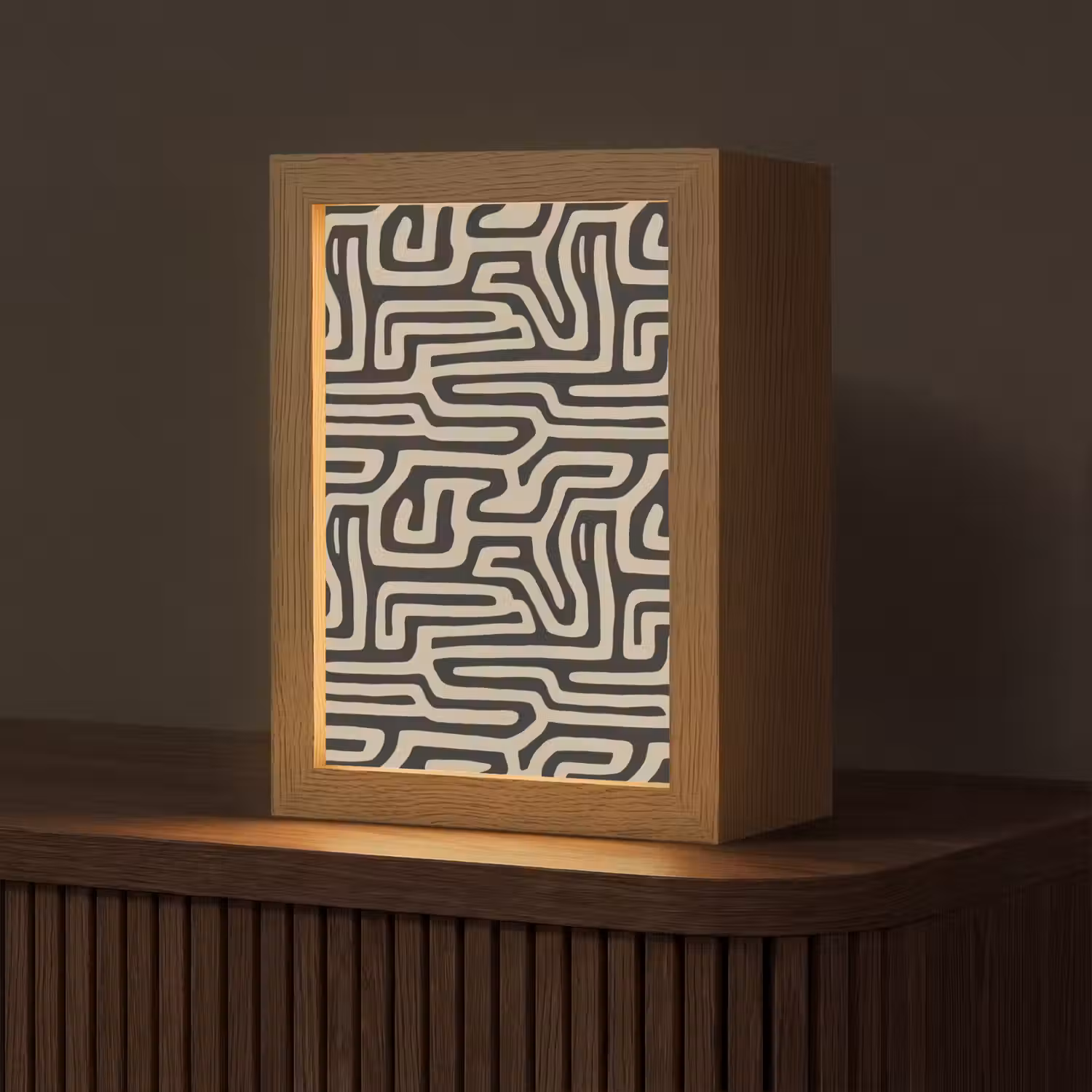 Grafisch - Lijnen - Zwart Light Box met kabel (Tafellamp) klein 925 -z3d_website