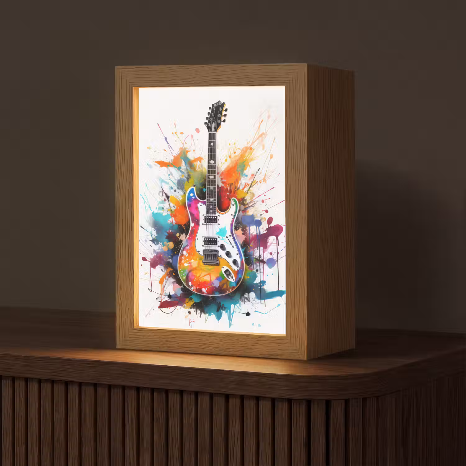 Gitaar - Graffiti - Muziek - Wit Light Box met kabel (Tafellamp) klein -z3d_website