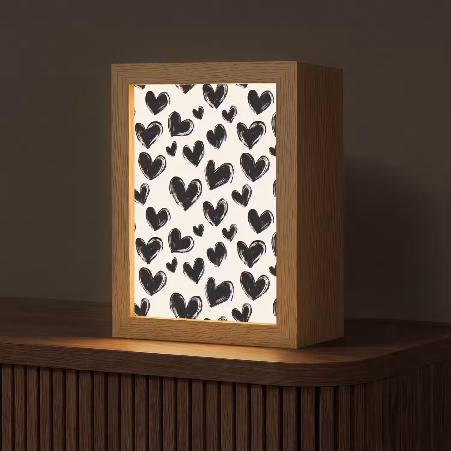 Hartjes - Patroon - Zwart Light Box met kabel (Tafellamp) klein 925 -z3d_website