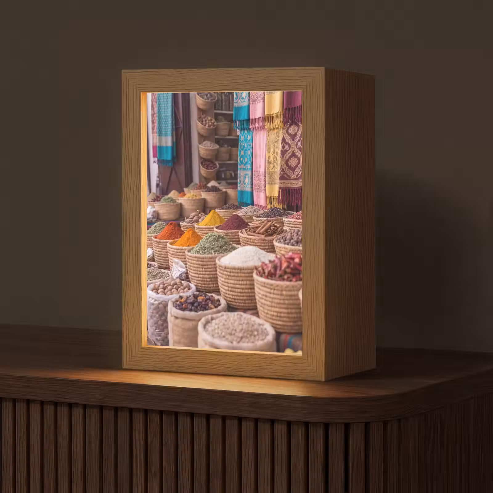 Table Lamp - Herbs - Baskets - Oriental - Kruiden - Manden - Oosters Light Box met kabel (Tafellamp) klein