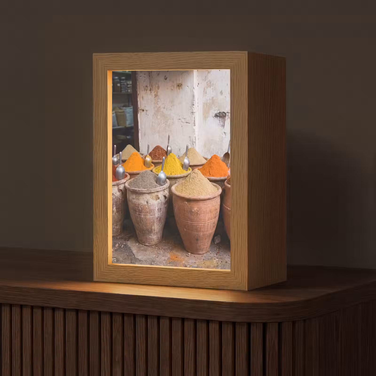 Table Lamp - Herbs - Jars - Asian - Kruiden - Potten - Oosters Light Box met kabel (Tafellamp) klein