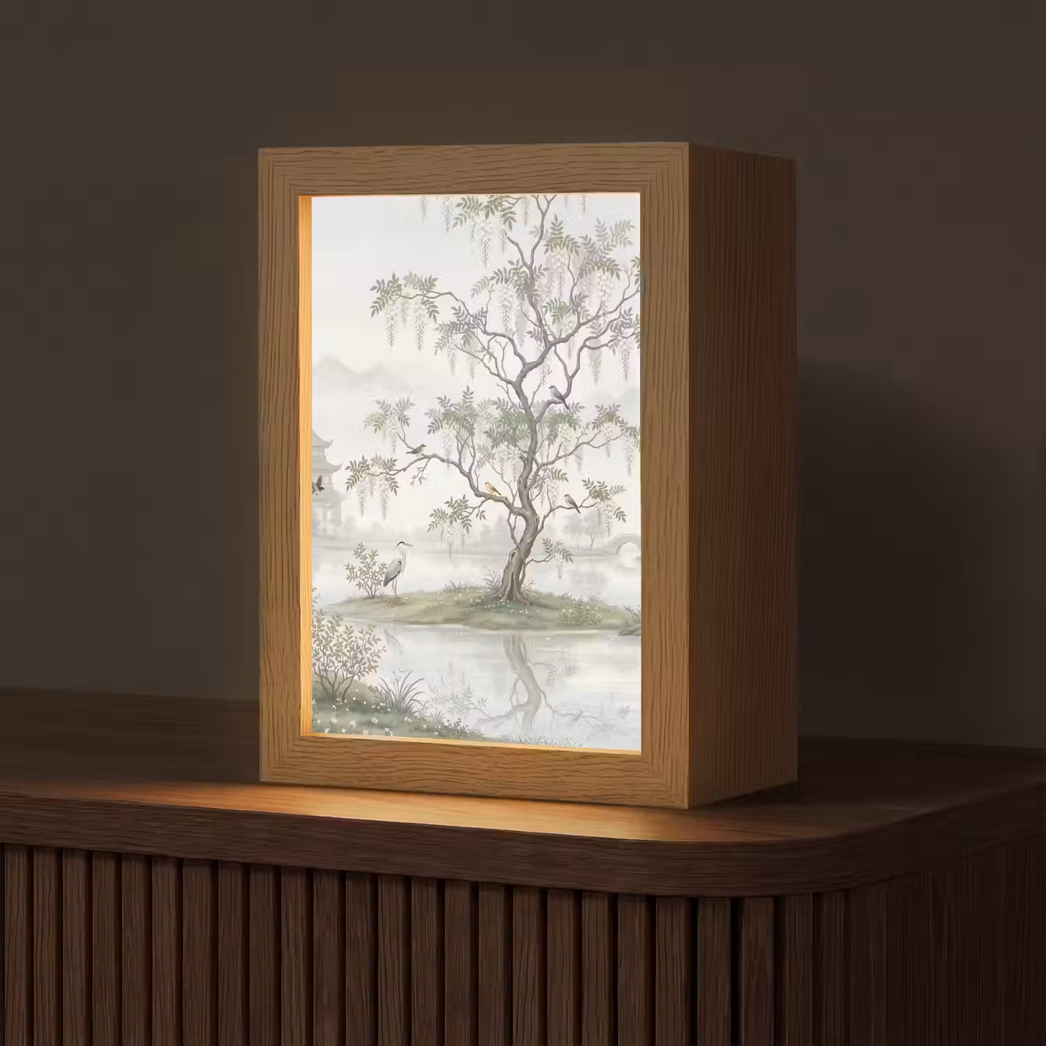 Reiger - Landschap - Groen Light Box met kabel (Tafellamp) klein -z3d_website