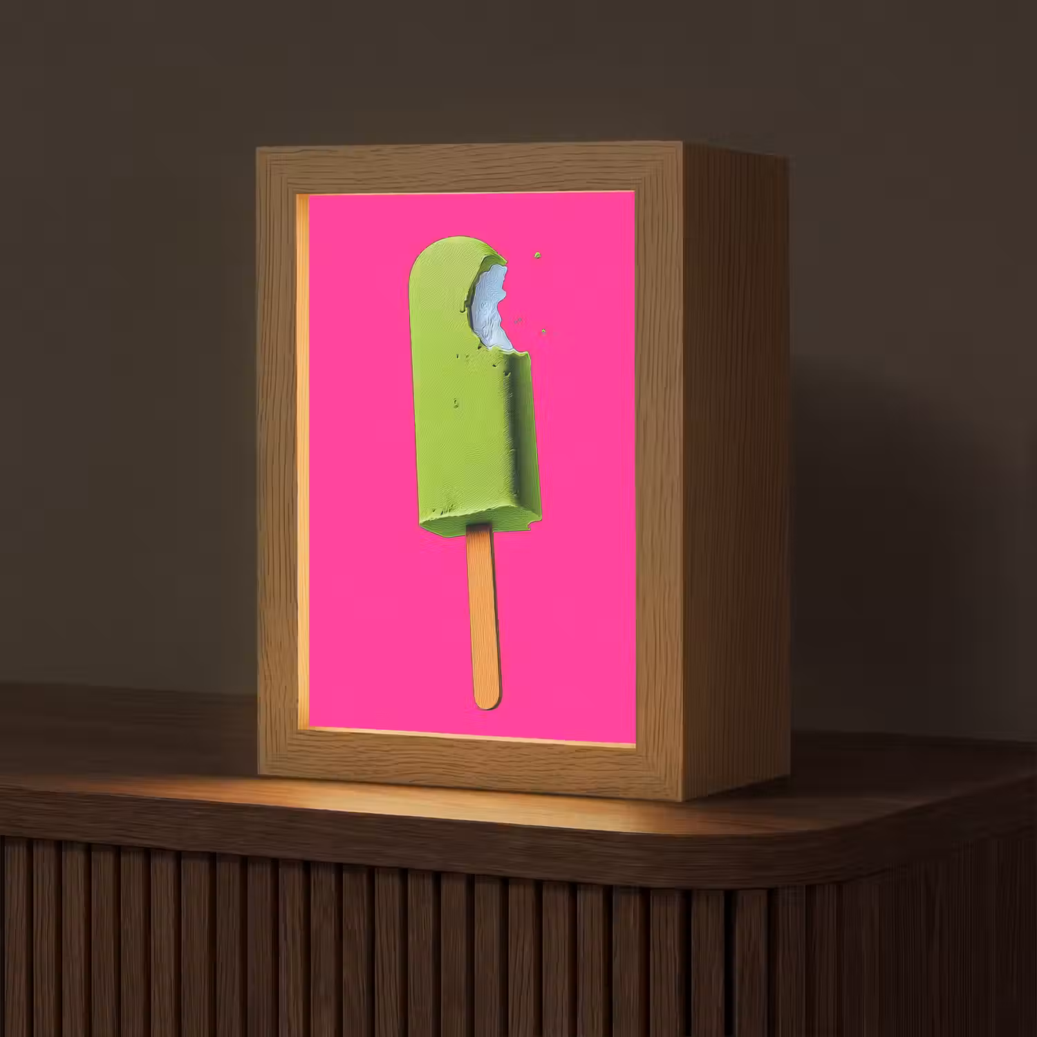 Ijsje - Stokje - Minimalistisch - Groen Light Box met kabel (Tafellamp) klein -z3d_website