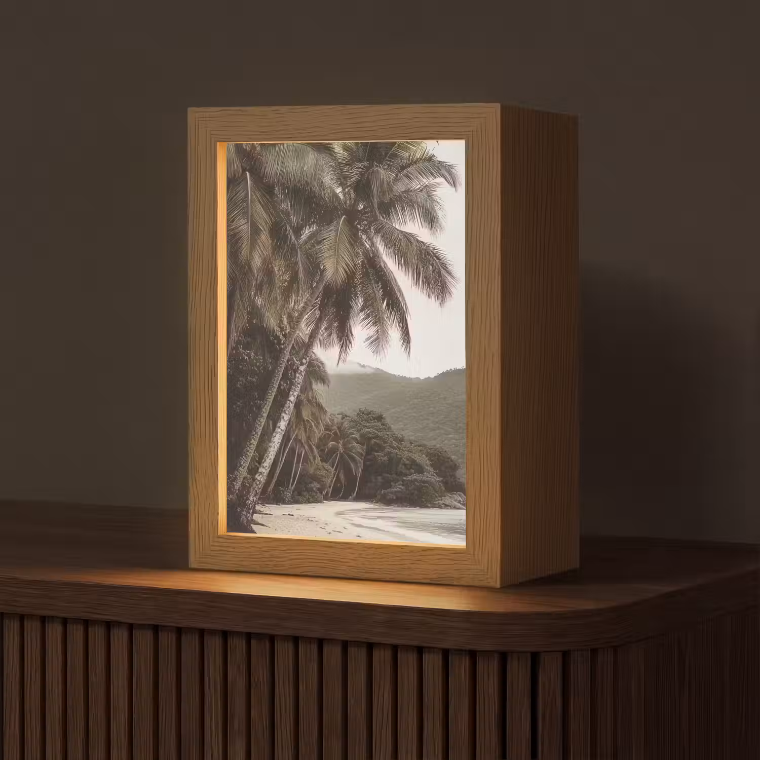 Eiland - Palmboom - Zee Light Box met kabel (Tafellamp) klein -z3d_website