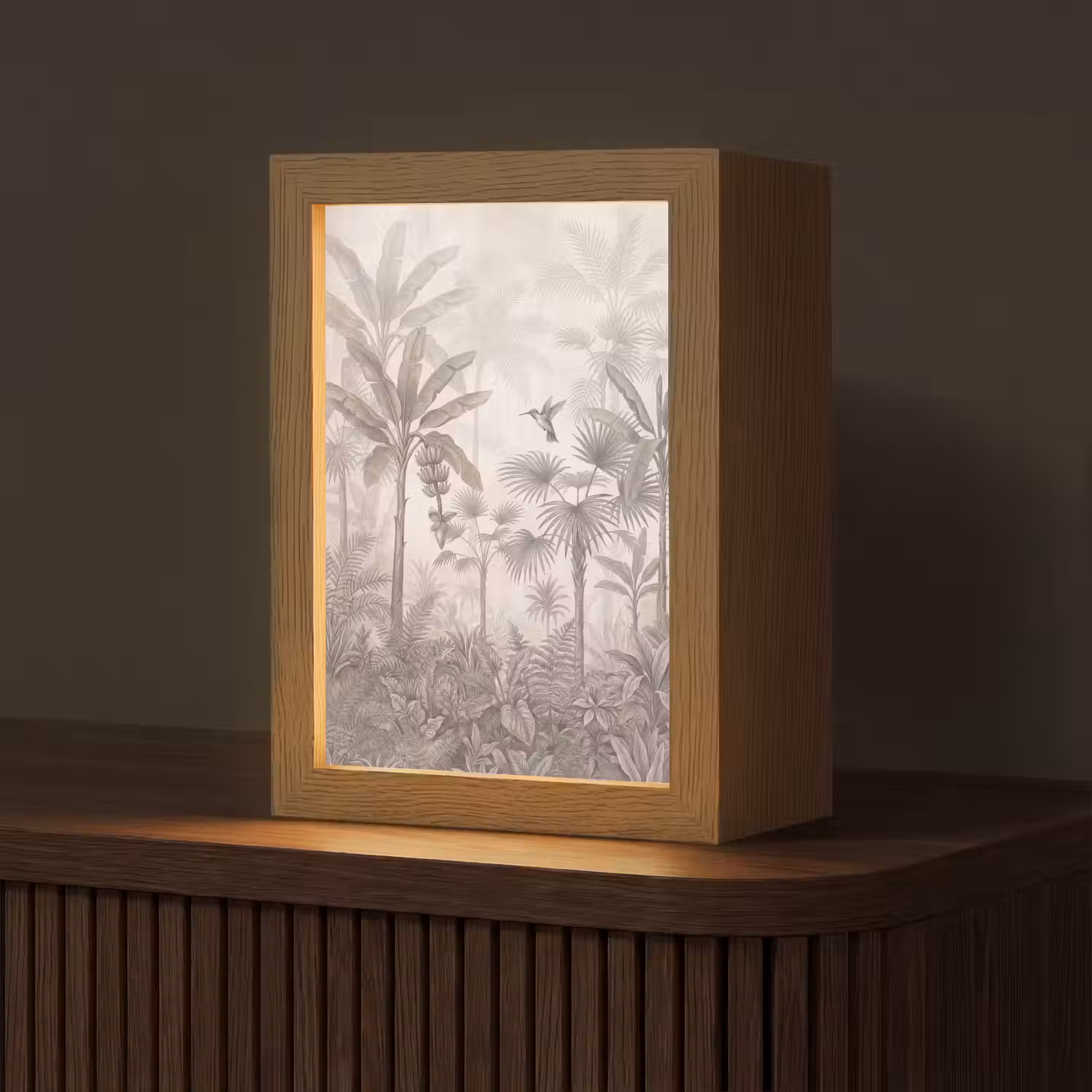 Jungle - Banenboom - Kolibrie - Beige Light Box met kabel (Tafellamp) klein -z3d_website