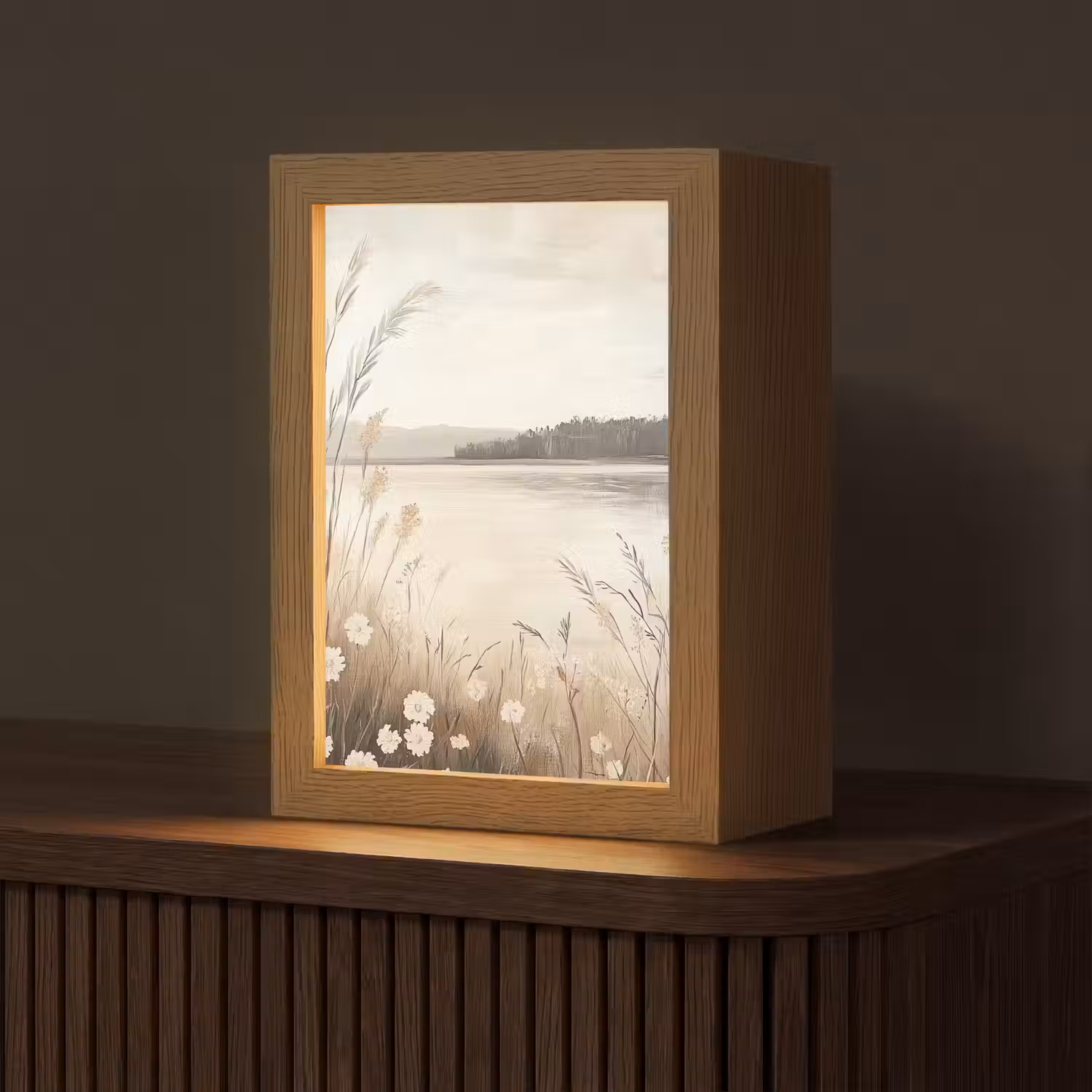 Meer - Water - Natuur - Beige Light Box met kabel (Tafellamp) klein -z3d_website
